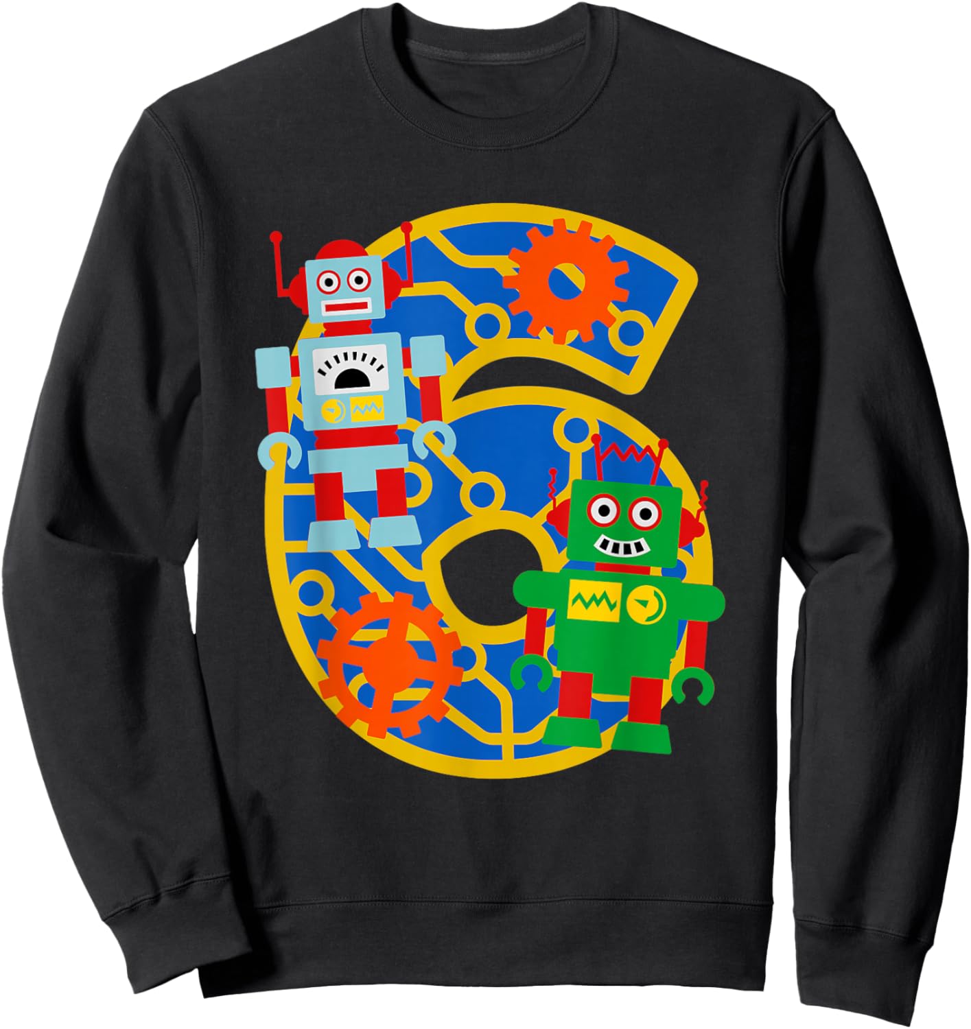 6th Birthday Boy 6 Year Old Little Robot Robotics Engineer Sweatshirt - Sweatshirt | Black