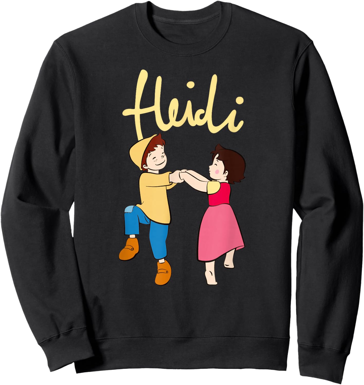 Heidi and Peter Dancing with Logo Yellow Cartoon TV Series Sweatshirt - Sweatshirt | Black
