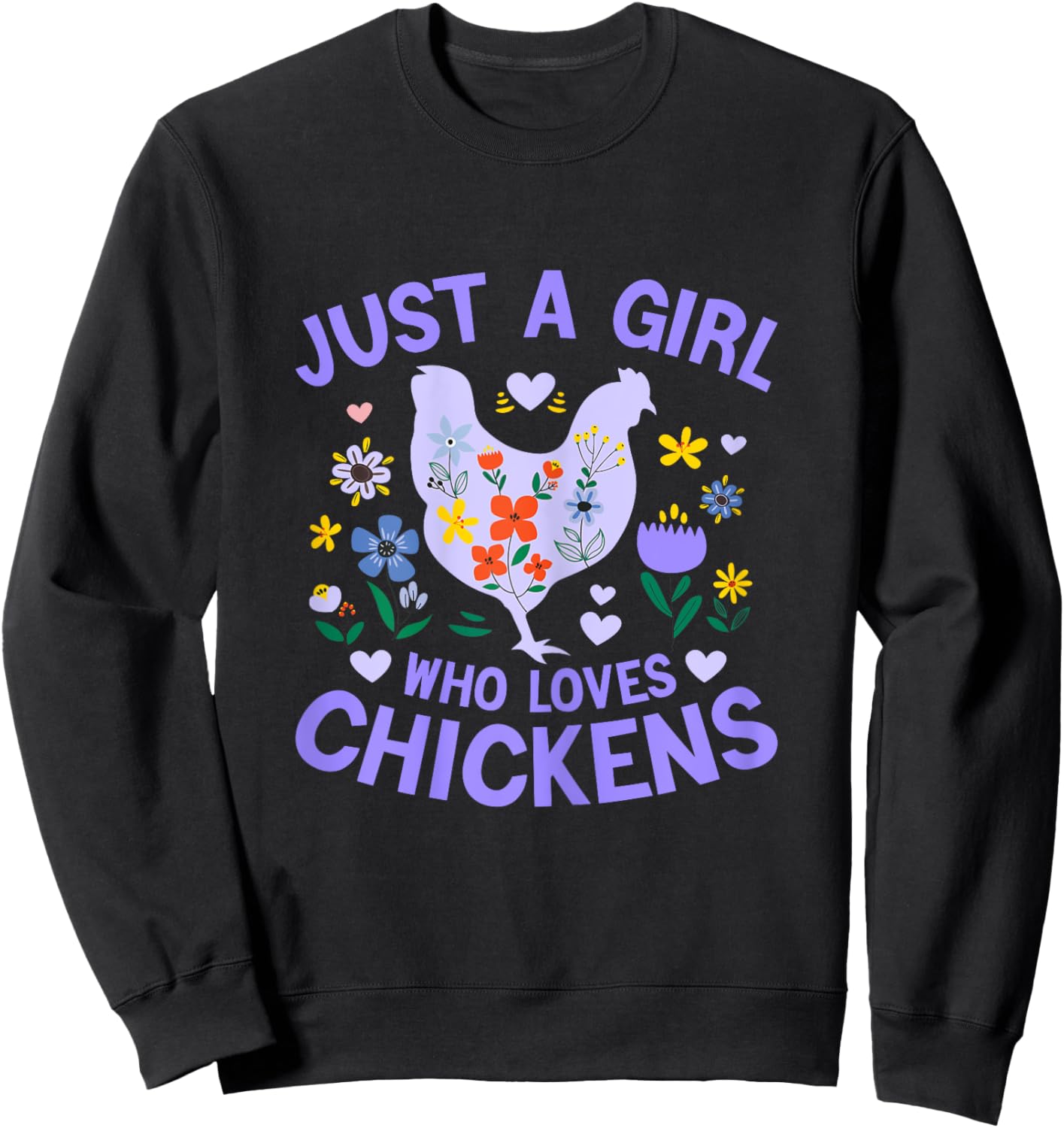Just a Girl who Loves Chickens Shirt Cute Chicken Kids Women Sweatshirt - Sweatshirt | Black