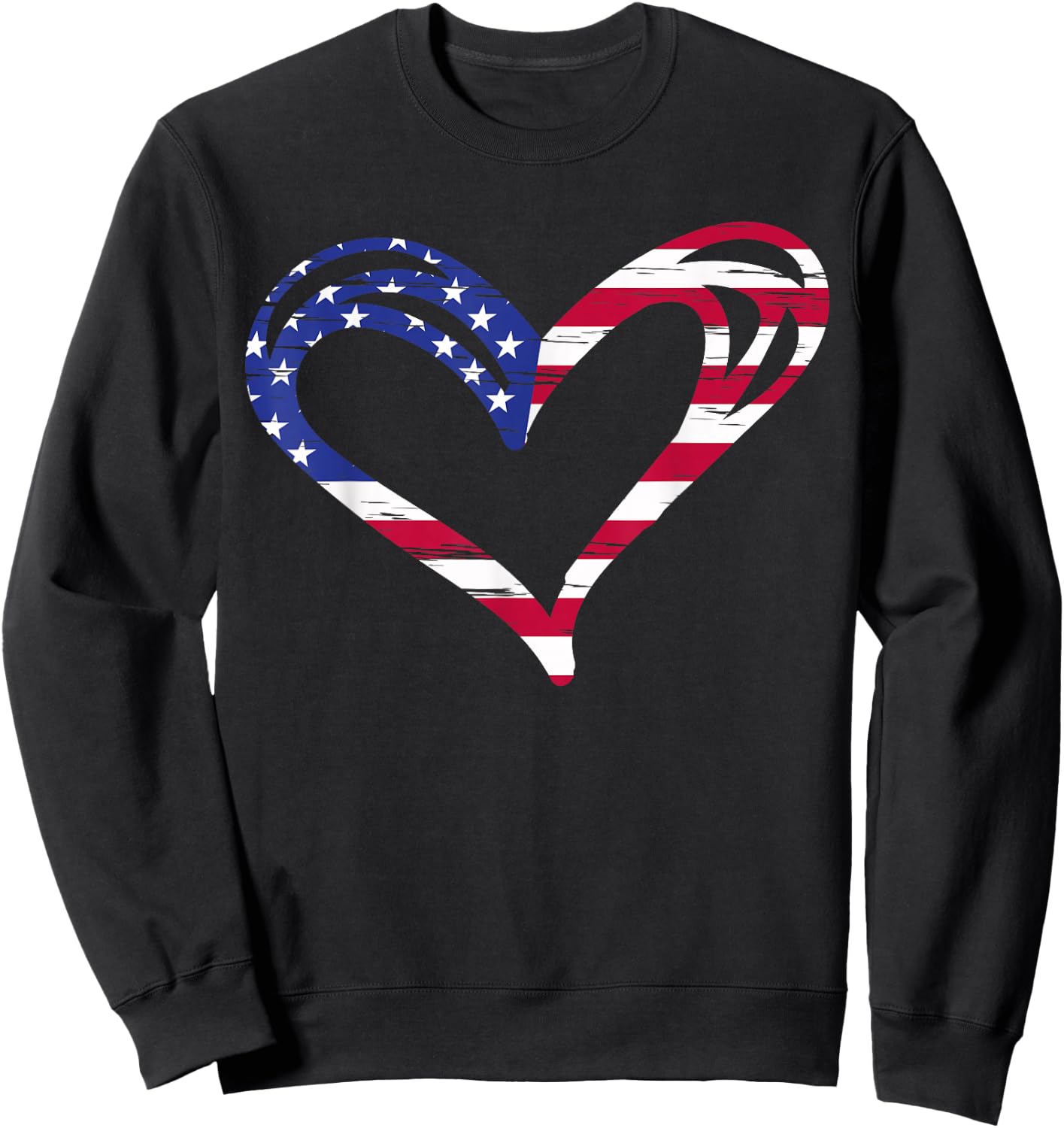 USA Flag Heart American Patriotic Armed Forces Memorial Day Small Sweatshirt - Sweatshirt | Black