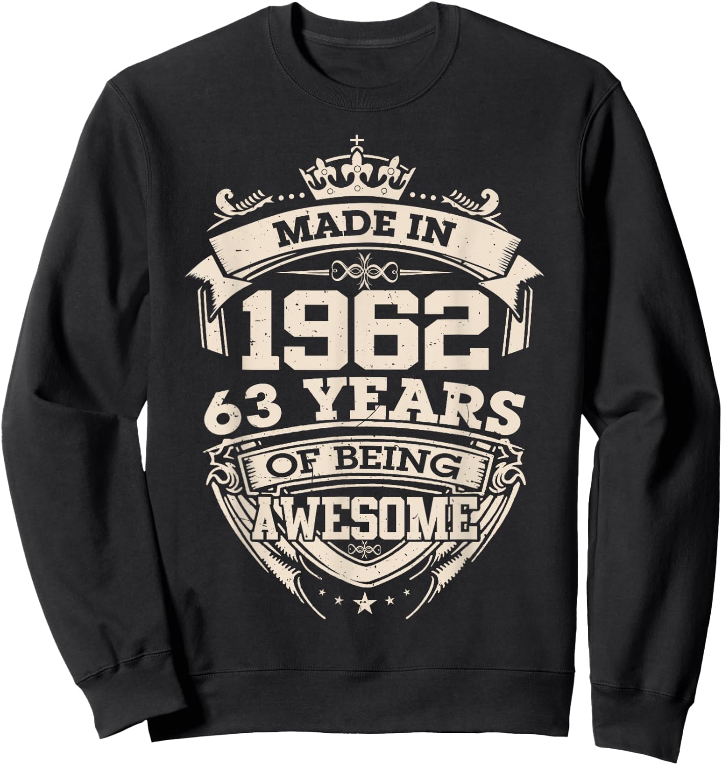 Made in 1962 63 Years of Being Awesome 63th Birthday Vintage Sweatshirt - Sweatshirt | Black