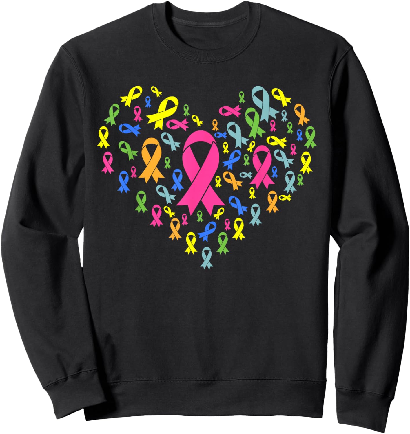 Cancer Sucks in Every Color Cancer Ribbon Colors Sweatshirt - Sweatshirt | Black