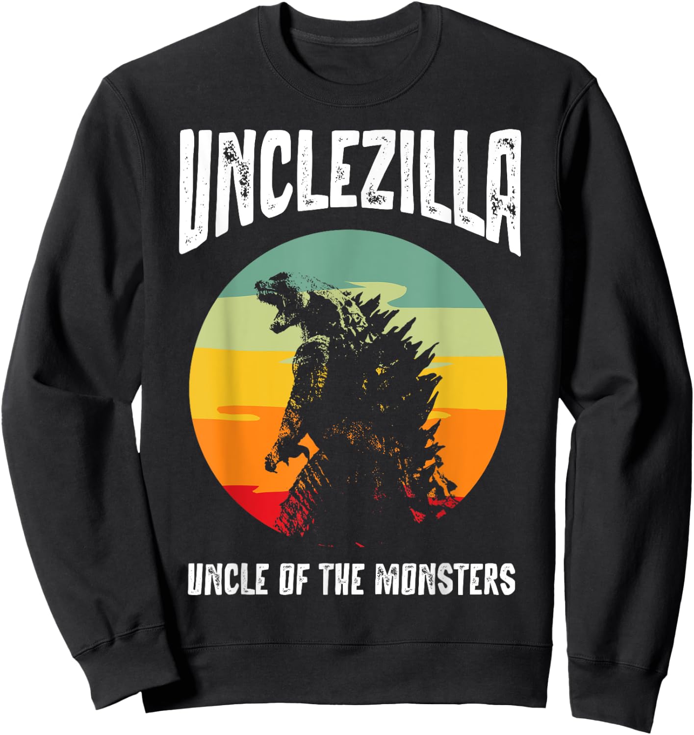 Unclezilla Uncle of The Monsters Retro Vintage Sunset Sweatshirt - Sweatshirt | Black