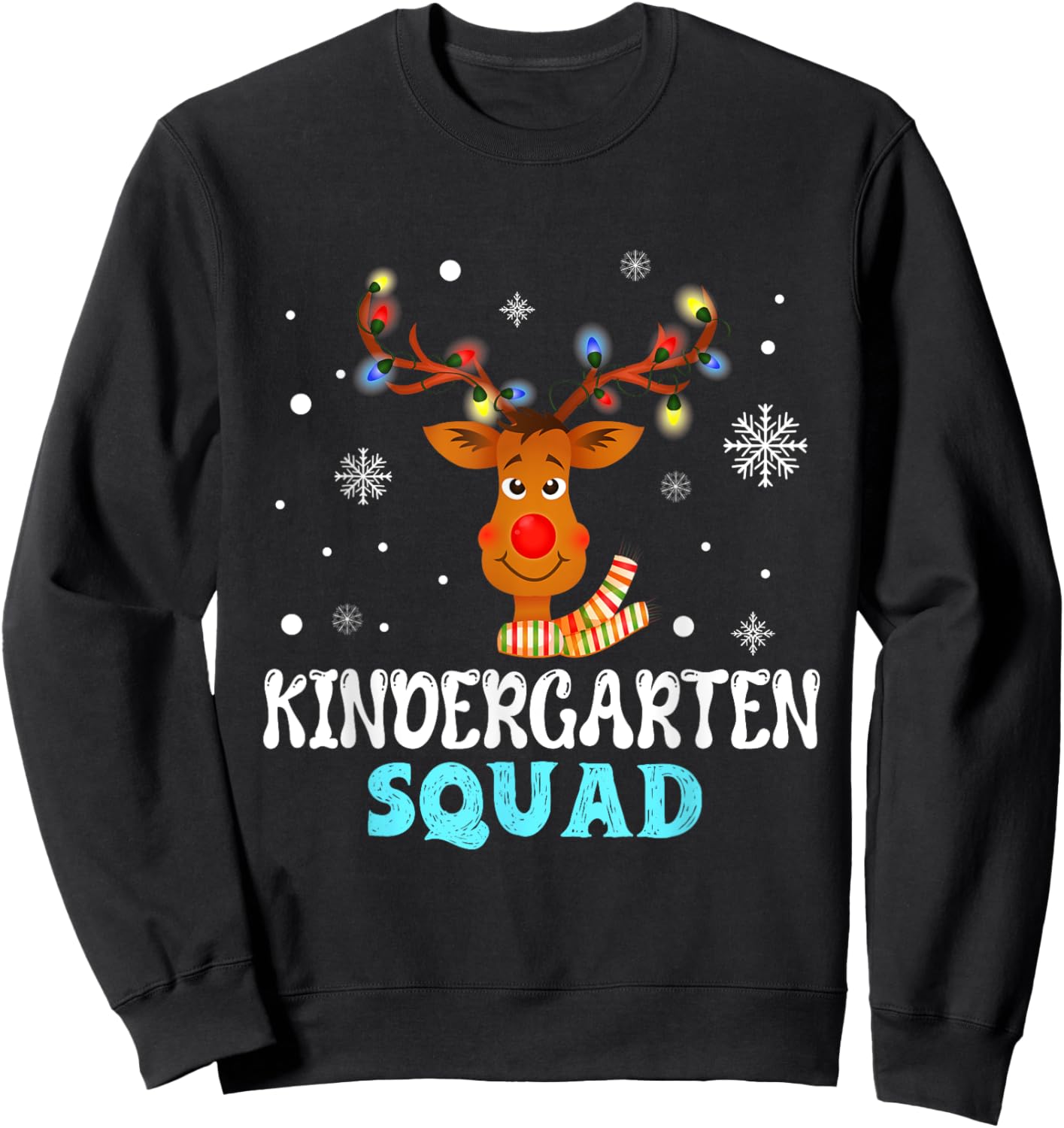 kindergarten Teacher Christmas Squad Reindeer Xmas Sweatshirt - Sweatshirt | Black