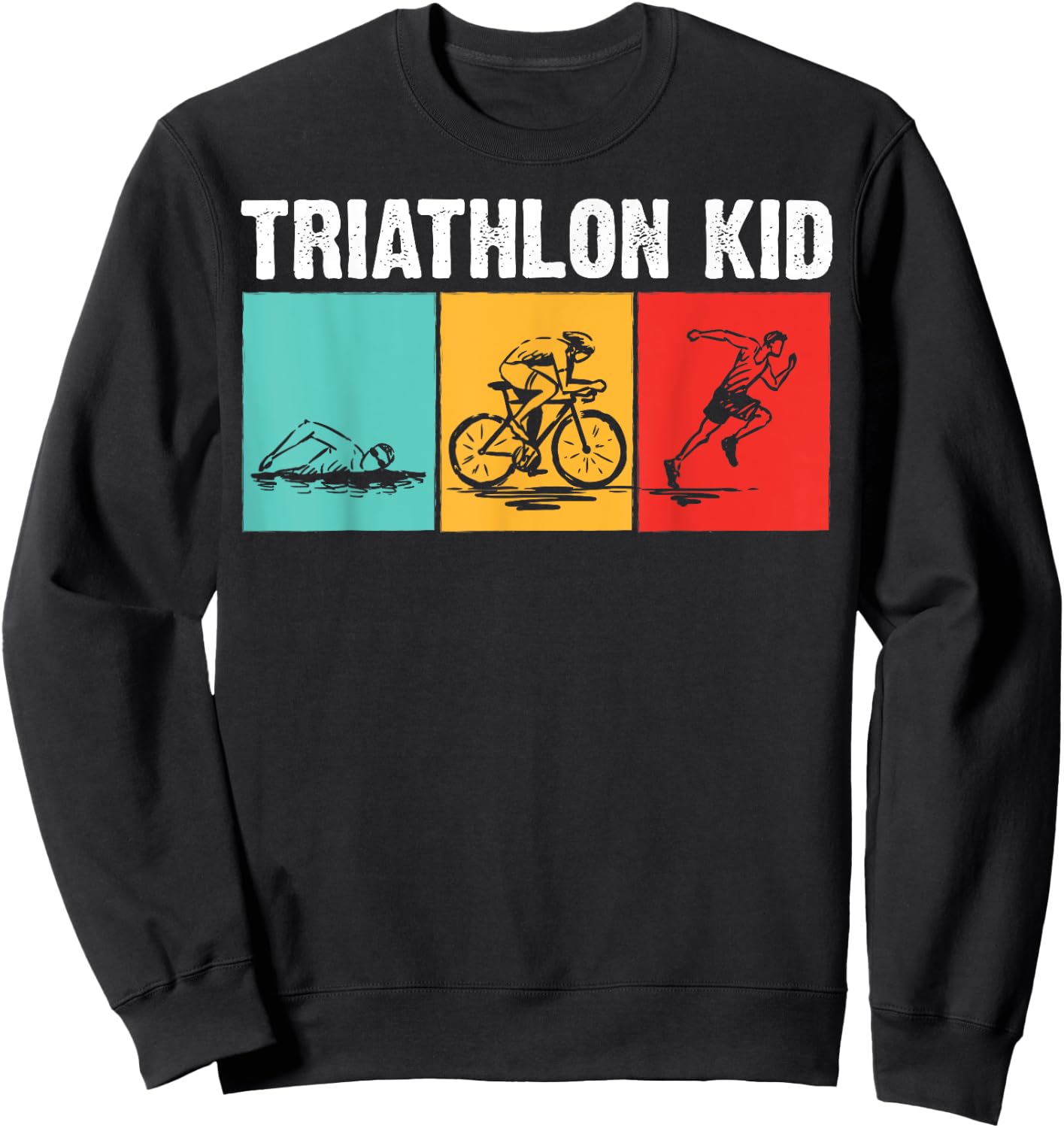 Cool Triathlon For Kids Boys Swimming Running Swim Bike Run Sweatshirt - Sweatshirt | Black