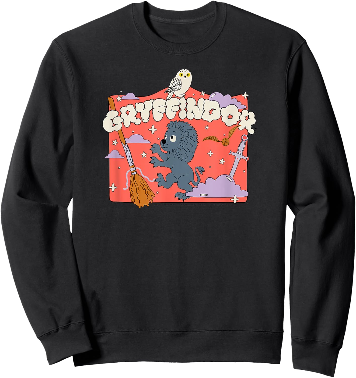 Amazon Essentials Harry Potter Hogwarts Gryffindor House Cartoon Scene Sweatshirt - Sweatshirt | Black