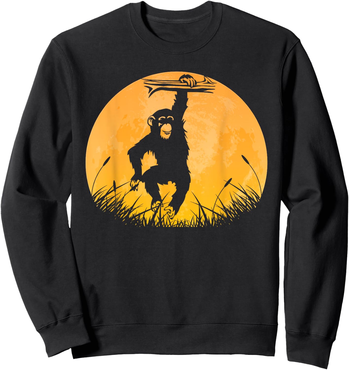 Chimpanzee Easy Halloween Outfit Monkey Moon Costume Gift Sweatshirt - Sweatshirt | Black