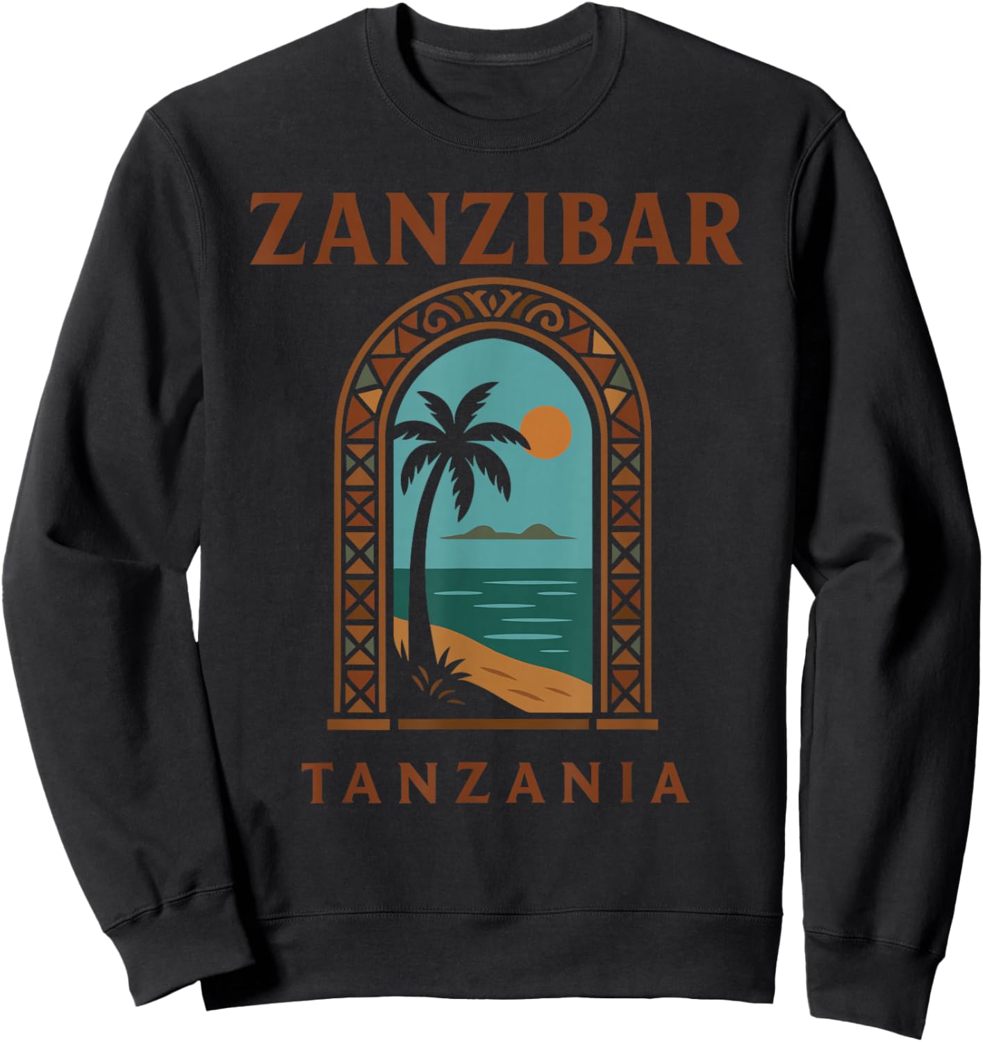 Zanzibar Tanzania Retro Stone Town Island Travel African Art Sweatshirt - Sweatshirt | Black