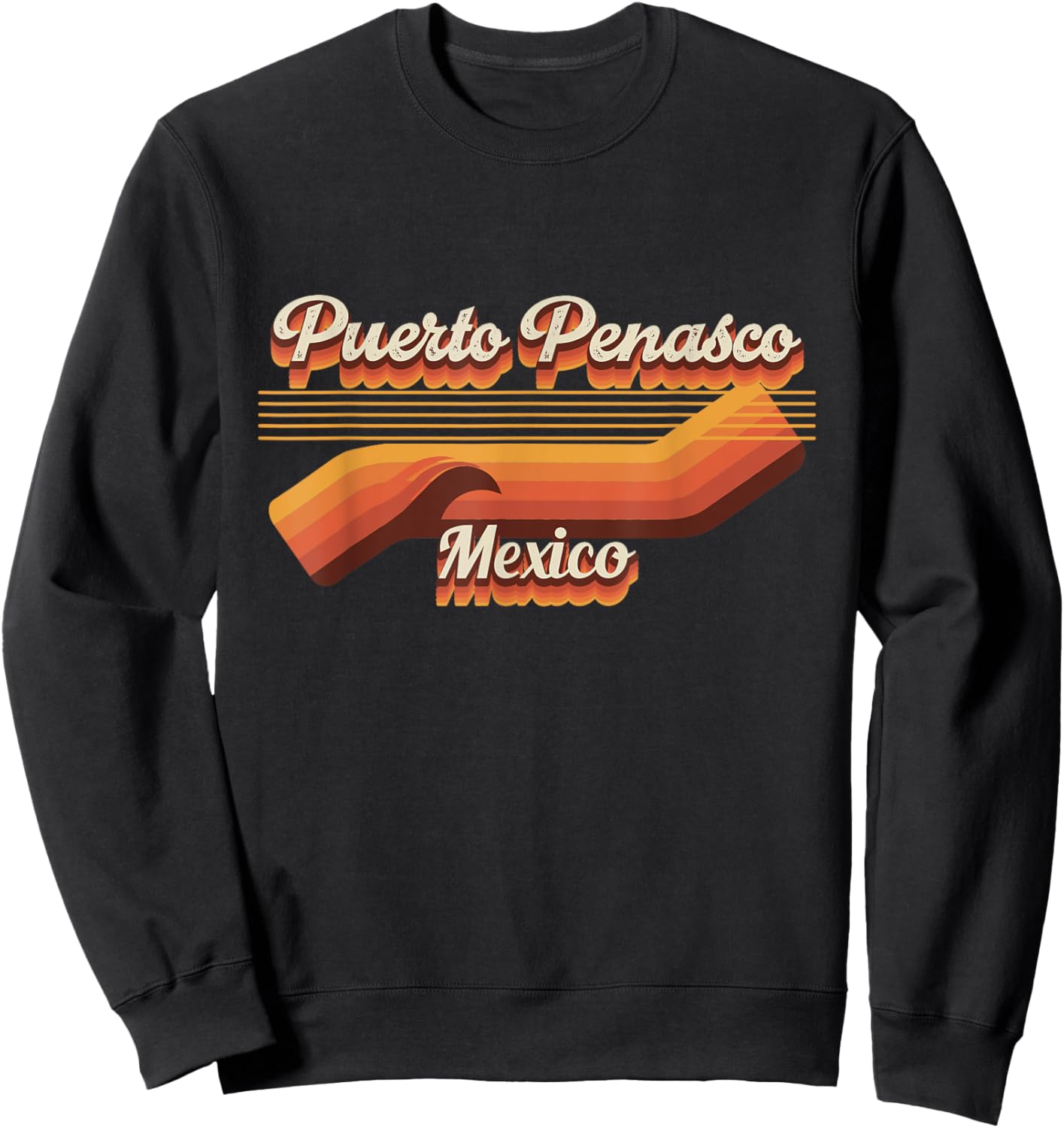 Retro Puerto Penasco 80s Outfit - Puerto Penasco Beach Sweatshirt - Sweatshirt | Black