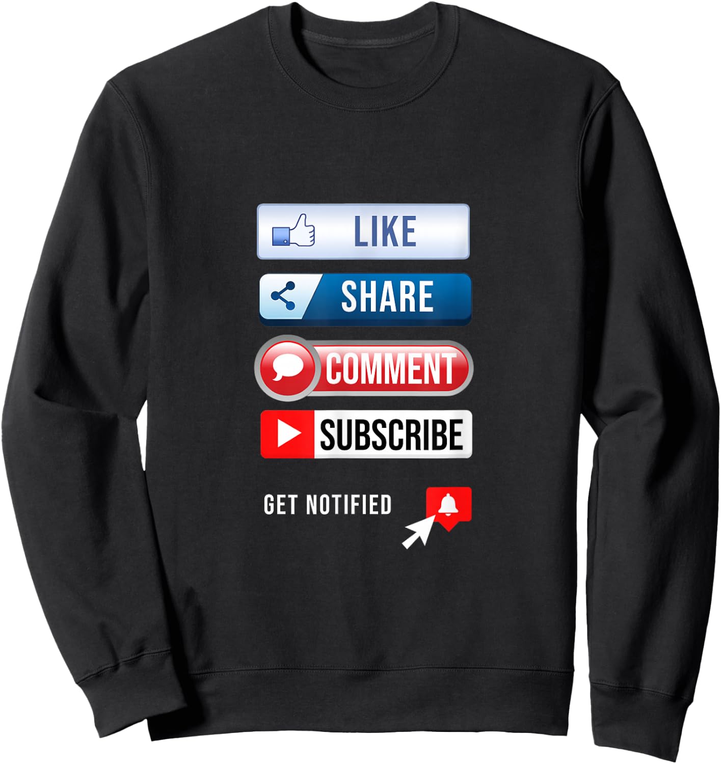 Social Media Like Share Comment Subscribe Vlogger Sweatshirt - Sweatshirt | Black