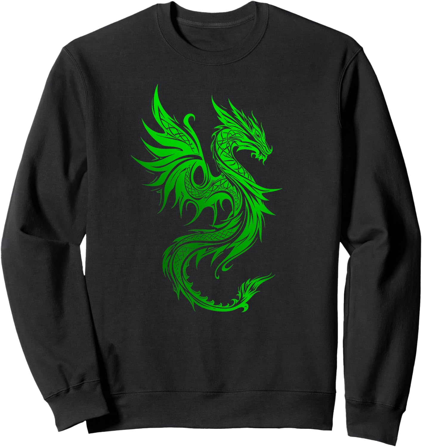 Beautiful Celtic Irish Green Tribal Dragon Fantasy Art Sweatshirt - Sweatshirt | Black