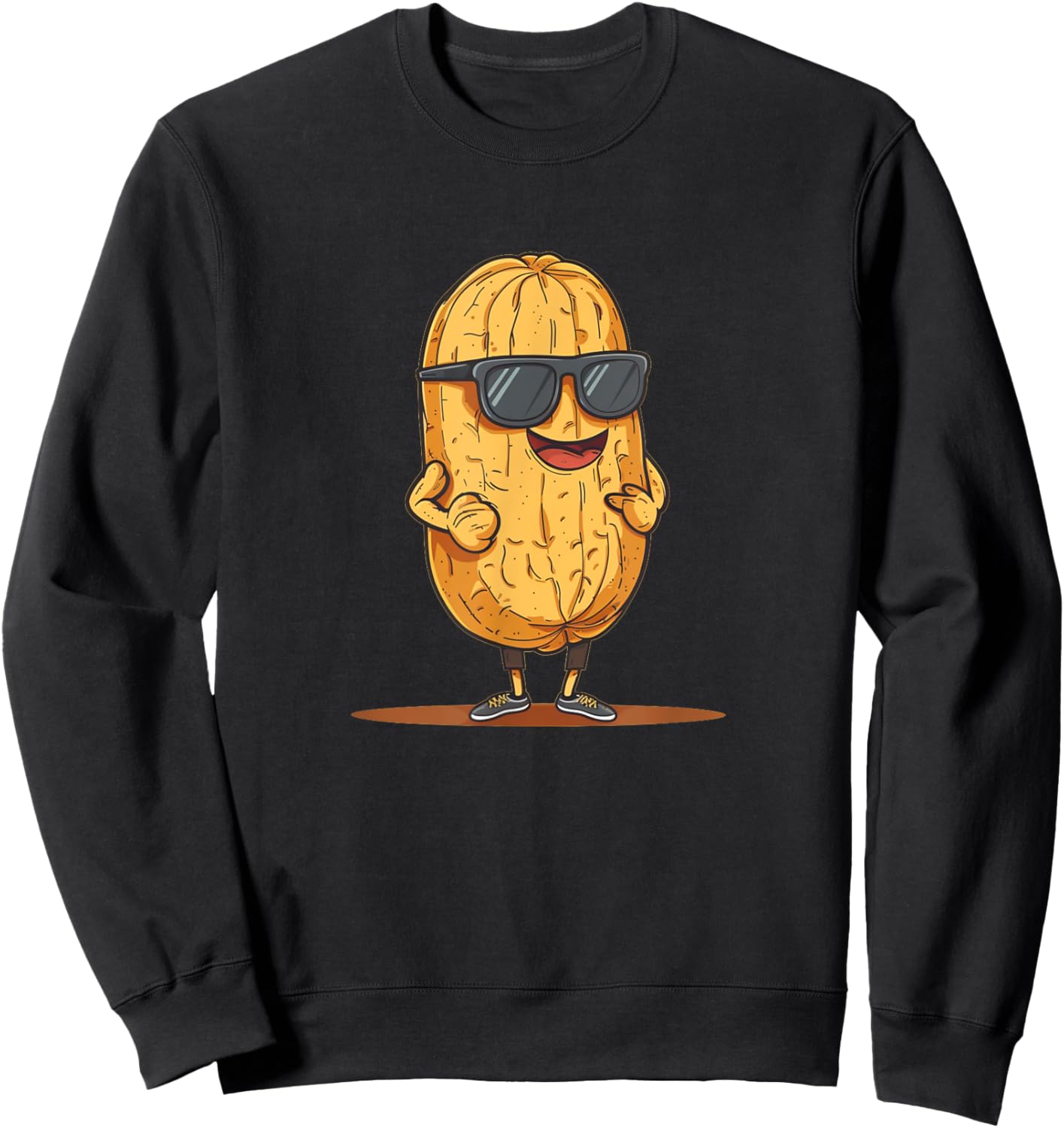 Happy peanut with big laughing and sunglasses Sweatshirt - Sweatshirt | Black