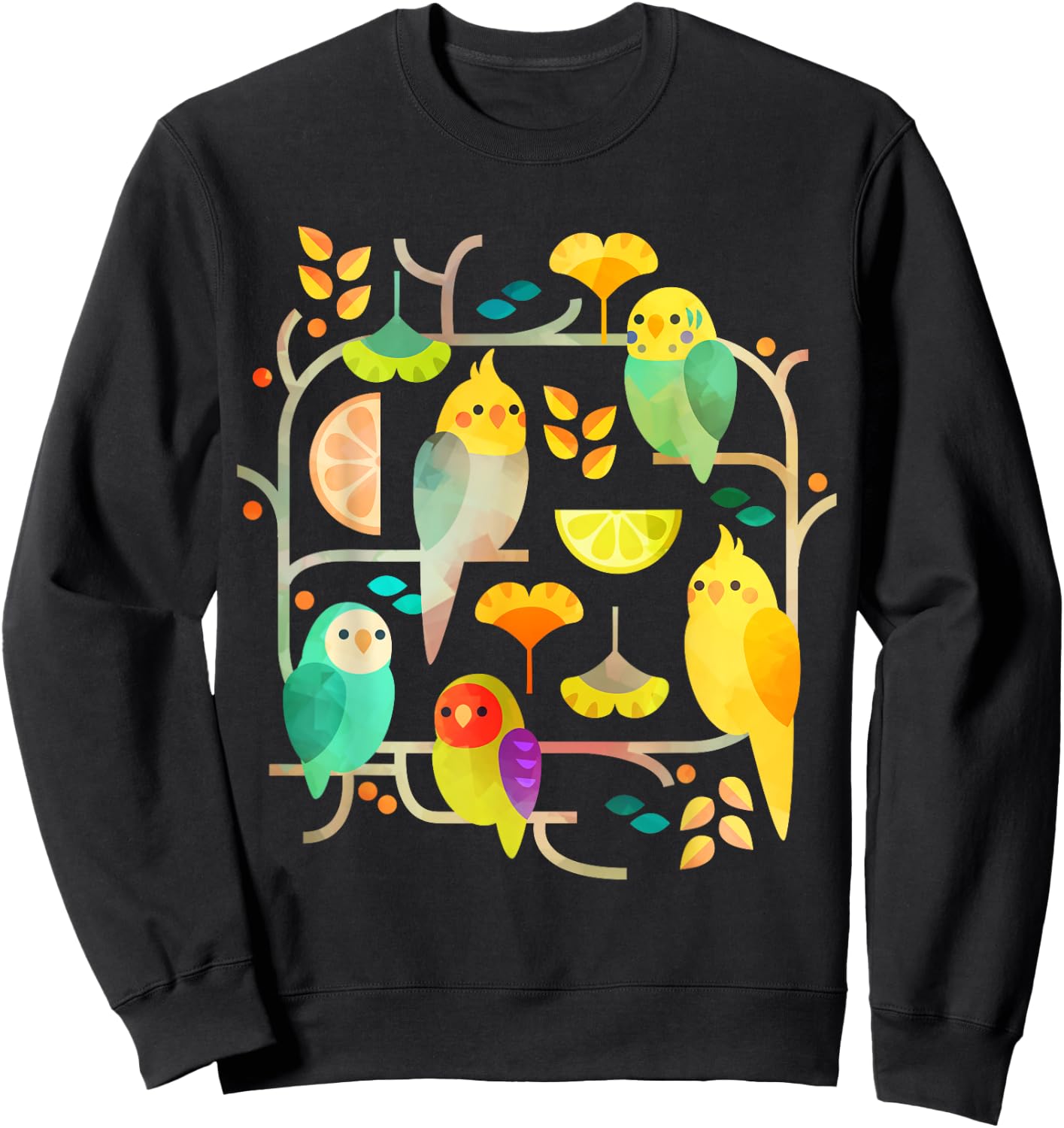 Summery Birdies Men Women Sweatshirt - Sweatshirt | Black