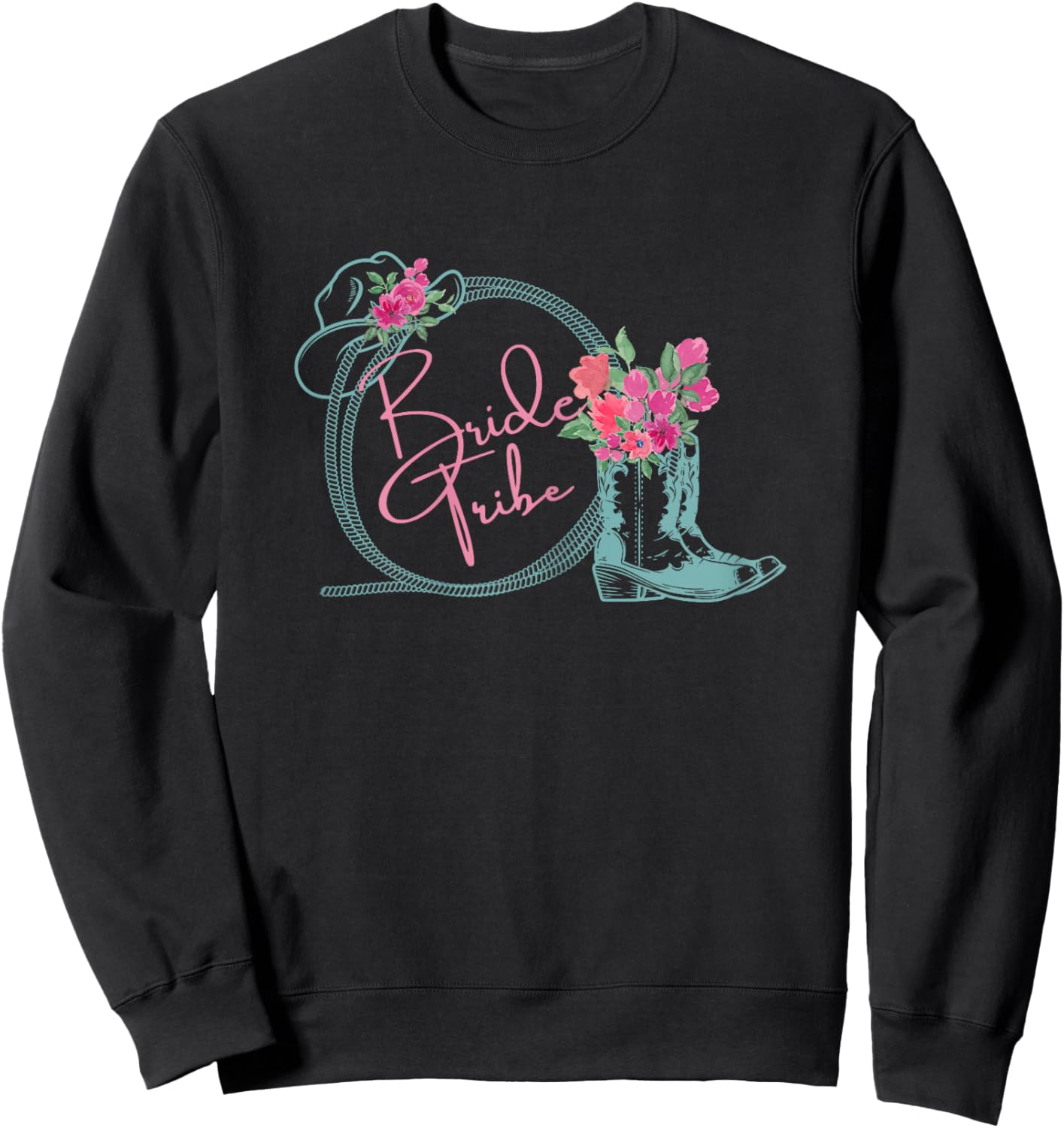 Bride Tribe Bachelorette Nashville Country Coastal Theme Sweatshirt - Sweatshirt | Black