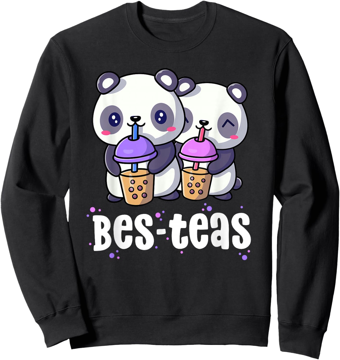 Boba Shirt Women Girls Bes Teas Kawaii Panda Bubble Tea Sweatshirt - Sweatshirt | Black