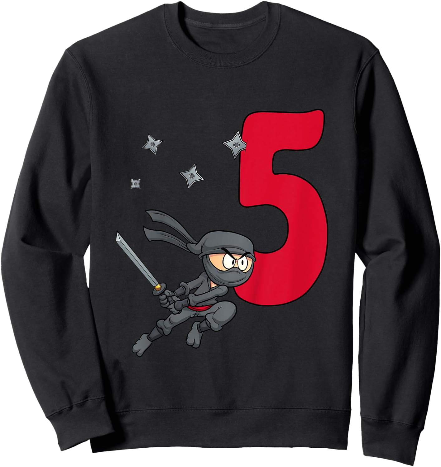 Kids 5th Birthday Boy Gift Ninja Shirt For Boys five Years Sweatshirt - Sweatshirt | Black