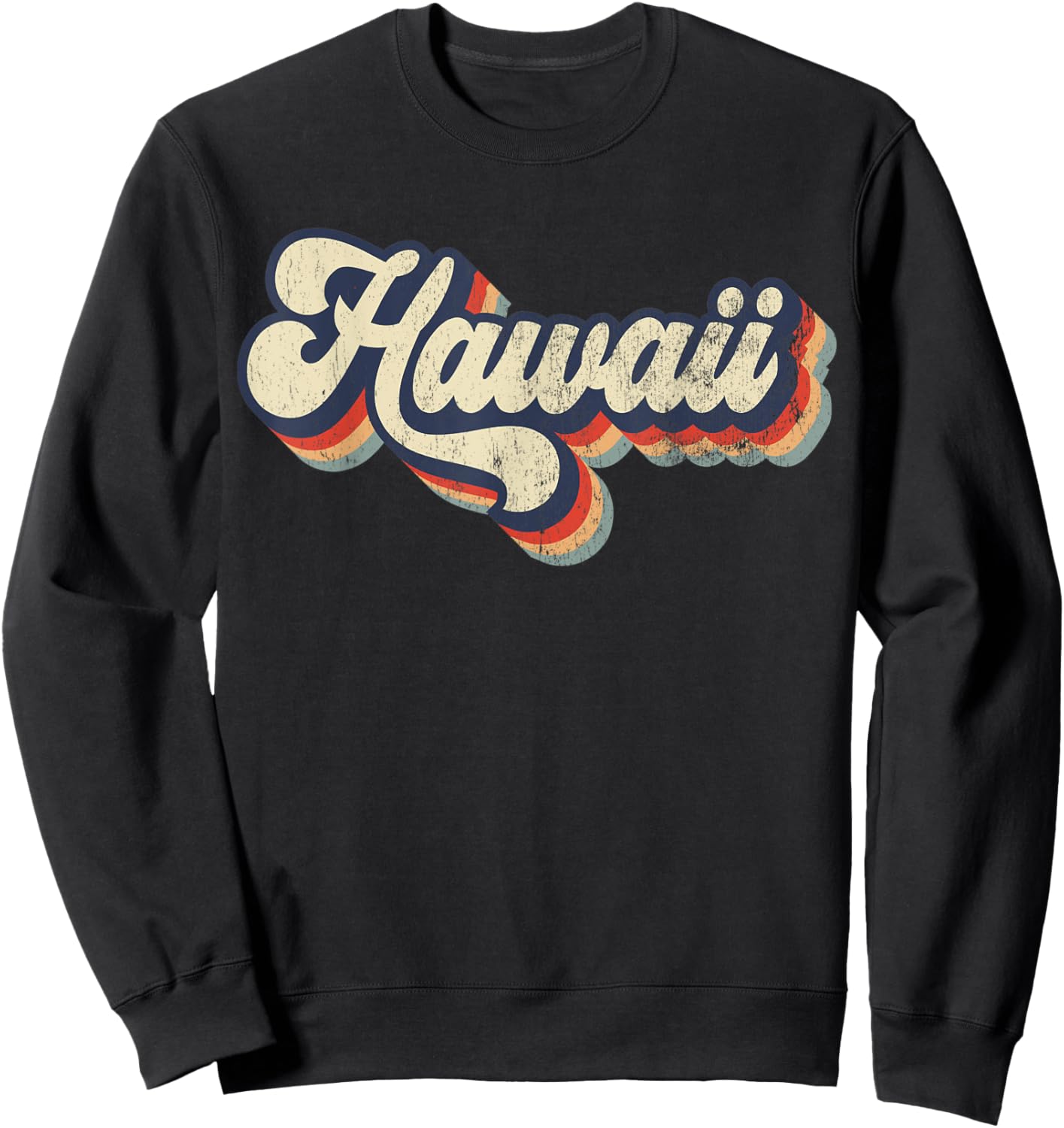 Hawaii Home State USA 70s Vintage Retro Distressed Sweatshirt - Sweatshirt | Black