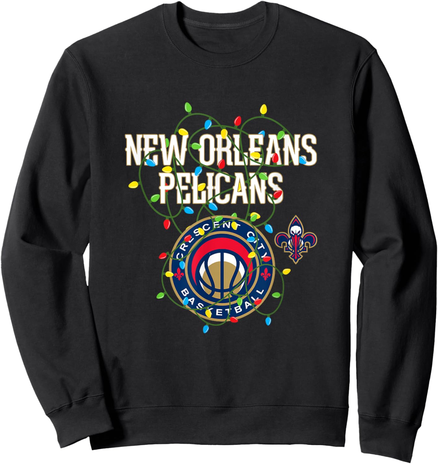 NBA New Orleans Pelicans Christmas Lights Holiday Sweatshirt - Sweatshirt | Black