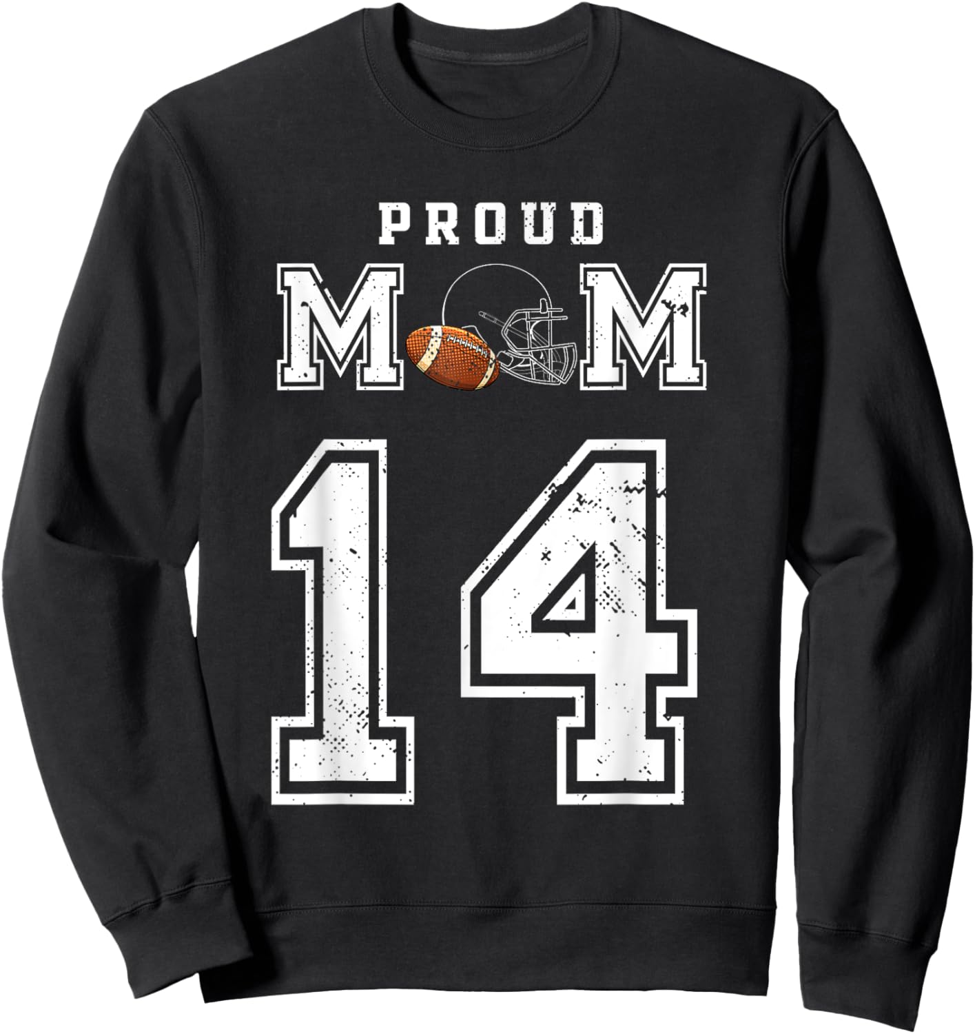 Custom Proud Football Mom Number 14 Personalized Sweatshirt - Sweatshirt | Black