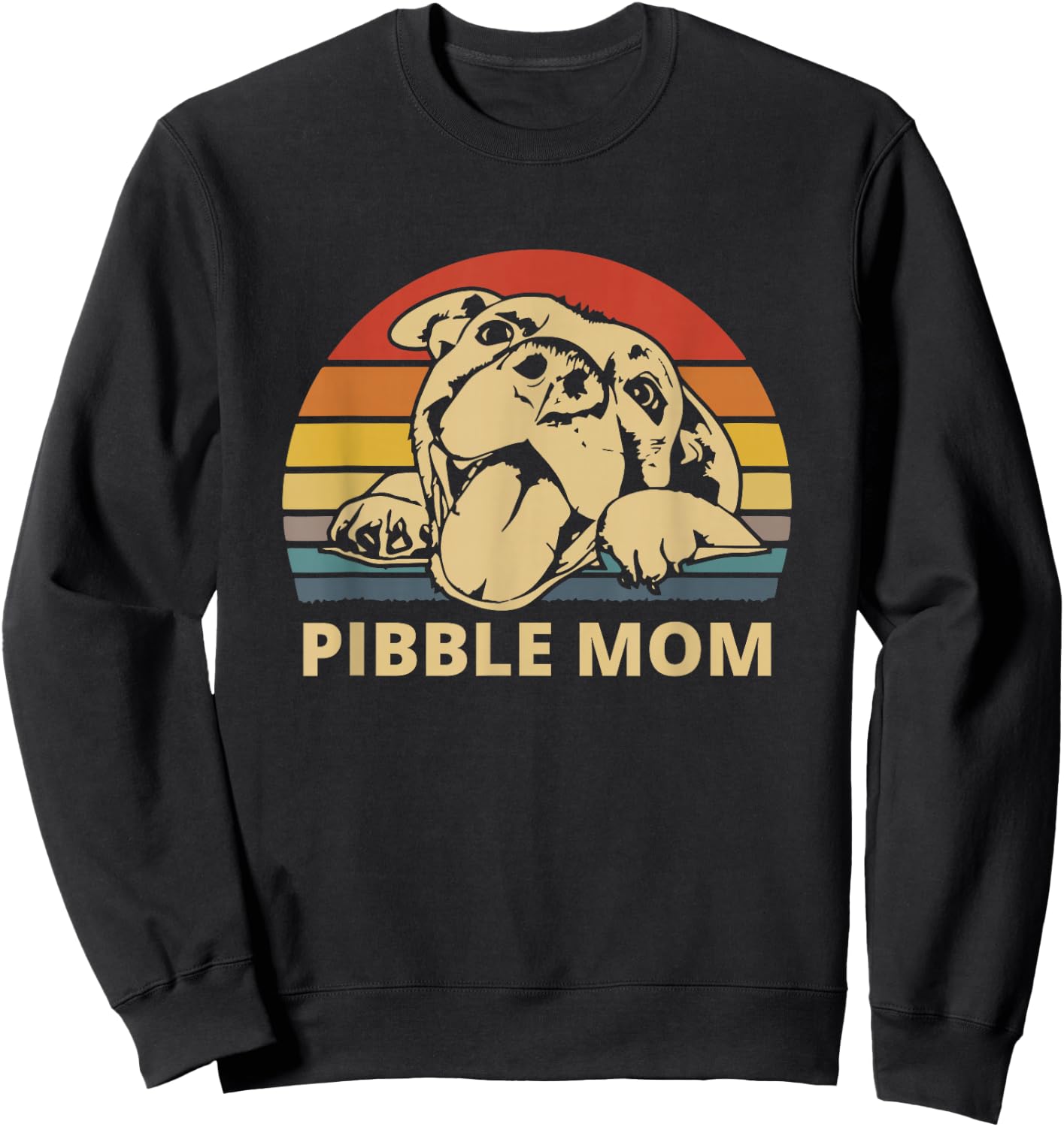 Pibble Mom - I Love My Pit Retro Vintage Pit Face Pitbull Sweatshirt - Sweatshirt | Black