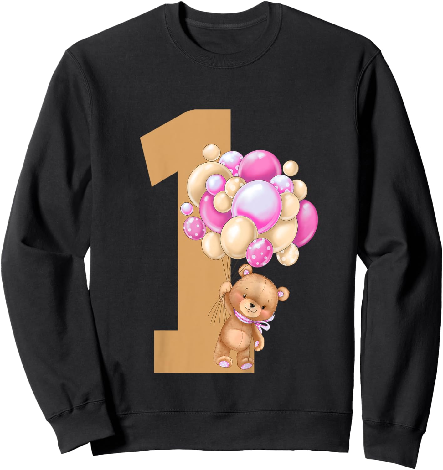 Kids Beary First Birthday Teddy Bear 1st Birthday Girl Matching Sweatshirt - Sweatshirt | Black