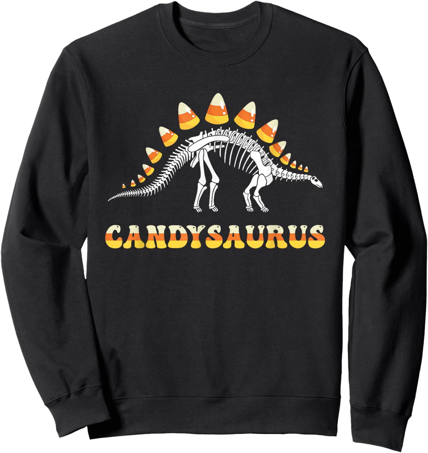 Funny Candysaurus Candy Corn Toddler Kid Dinosaur Halloween Sweatshirt - Sweatshirt | Black