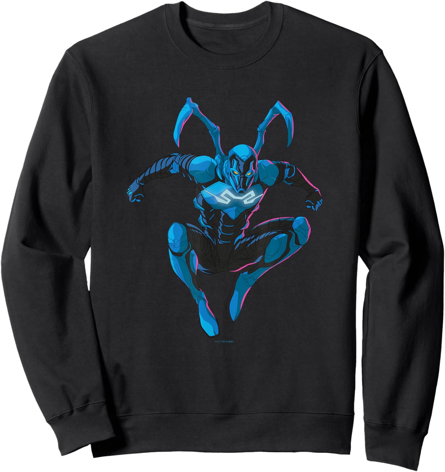 Blue Beetle Jumping Into Action Super Hero Pose Portrait Sweatshirt - Sweatshirt | Black