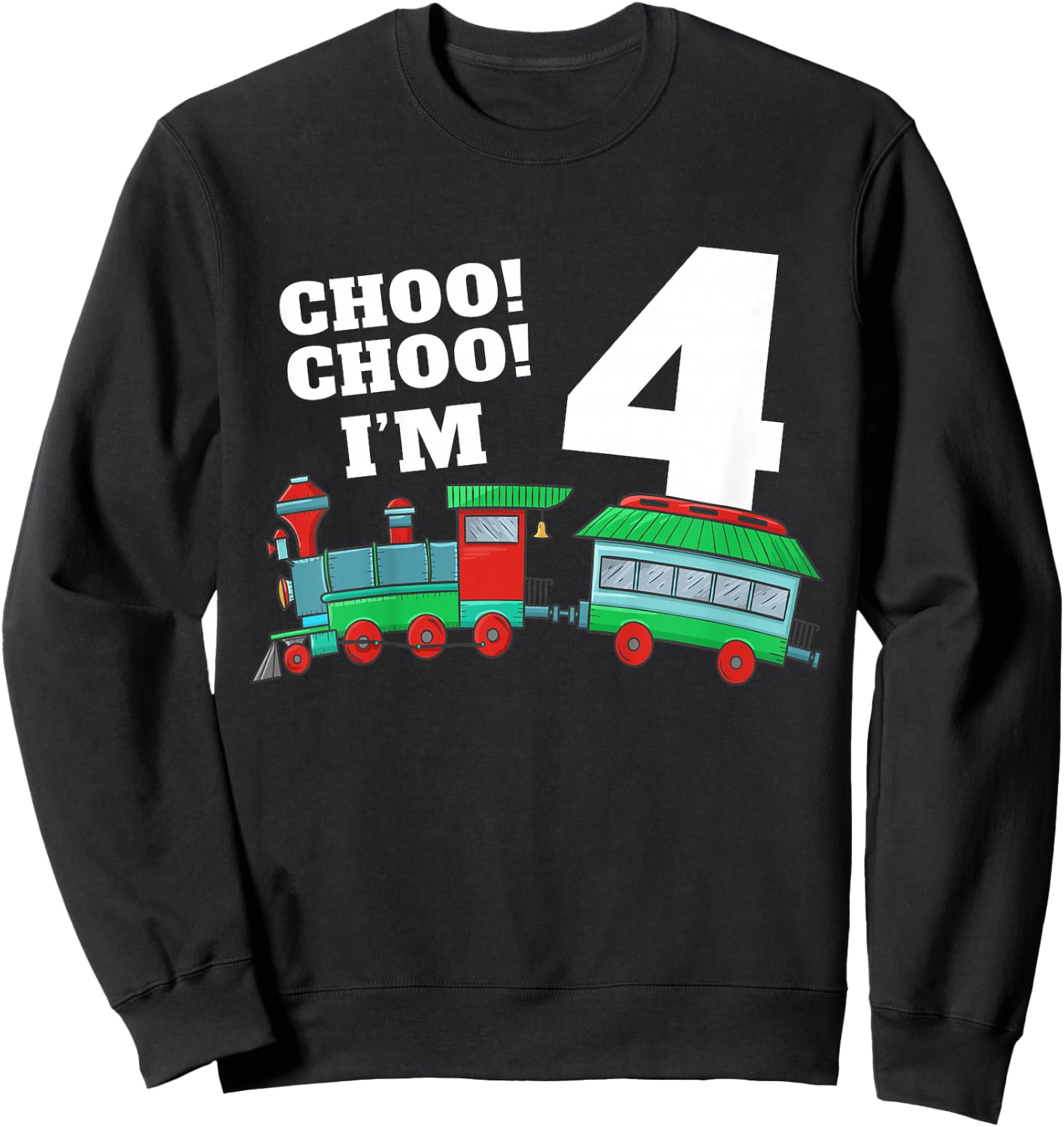 Kids Train 4th Birthday Boy Train 4 Year Old Four Sweatshirt - Sweatshirt | Black