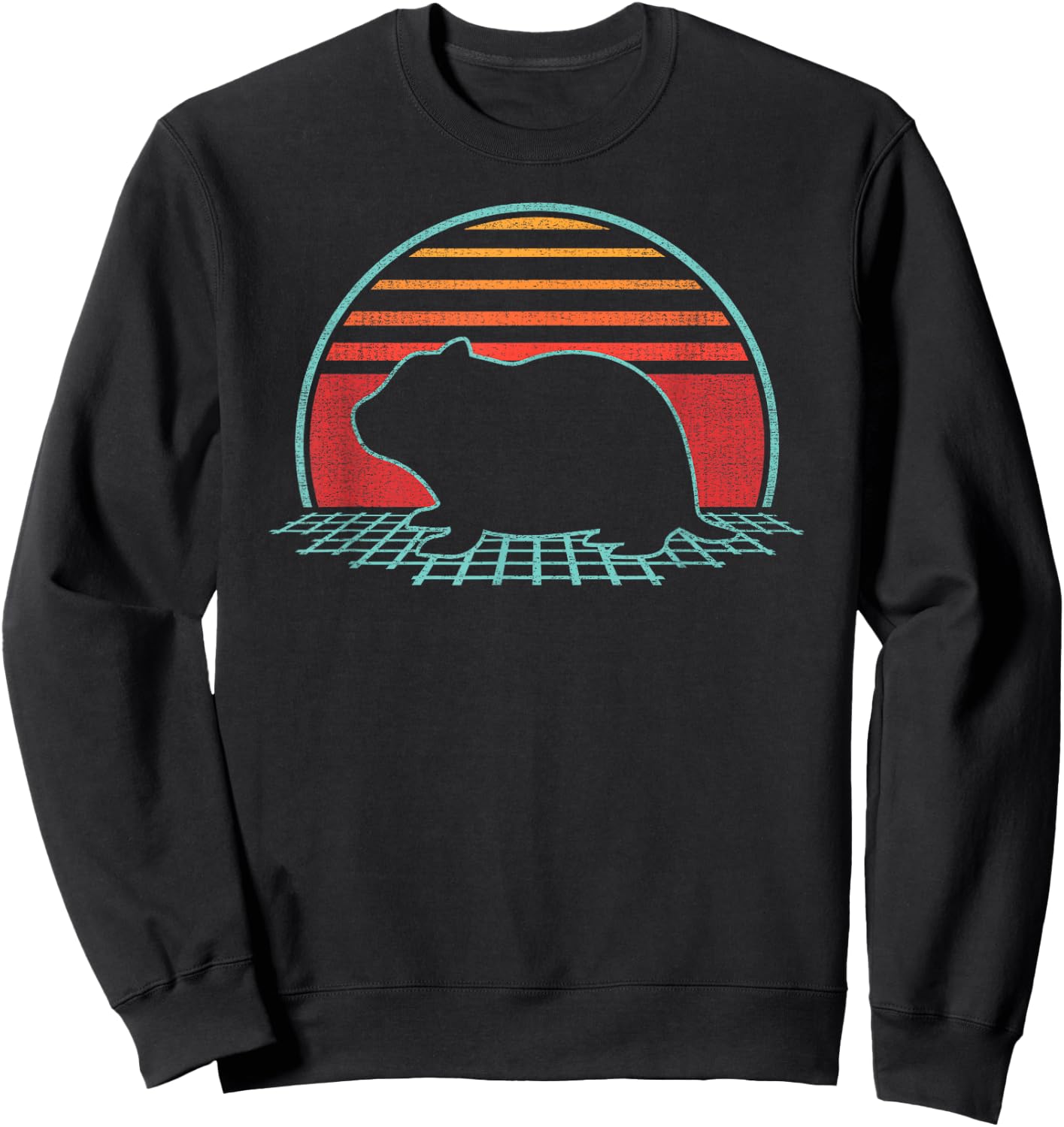 Hamster Lover Animal Retro Vintage 80s Style Sweatshirt - Sweatshirt | Black