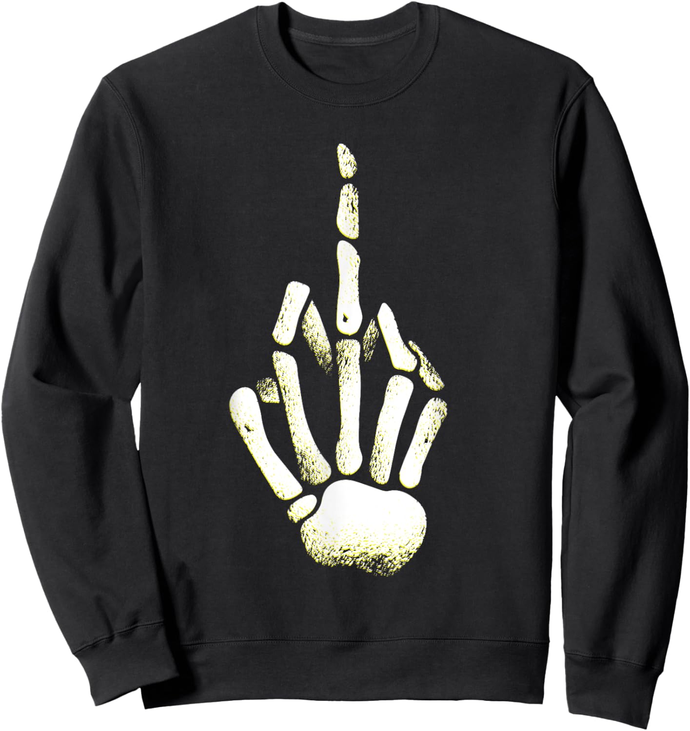 Halloween Skeleton Middle Finger Hand Fuck off Sweatshirt - Sweatshirt | Black