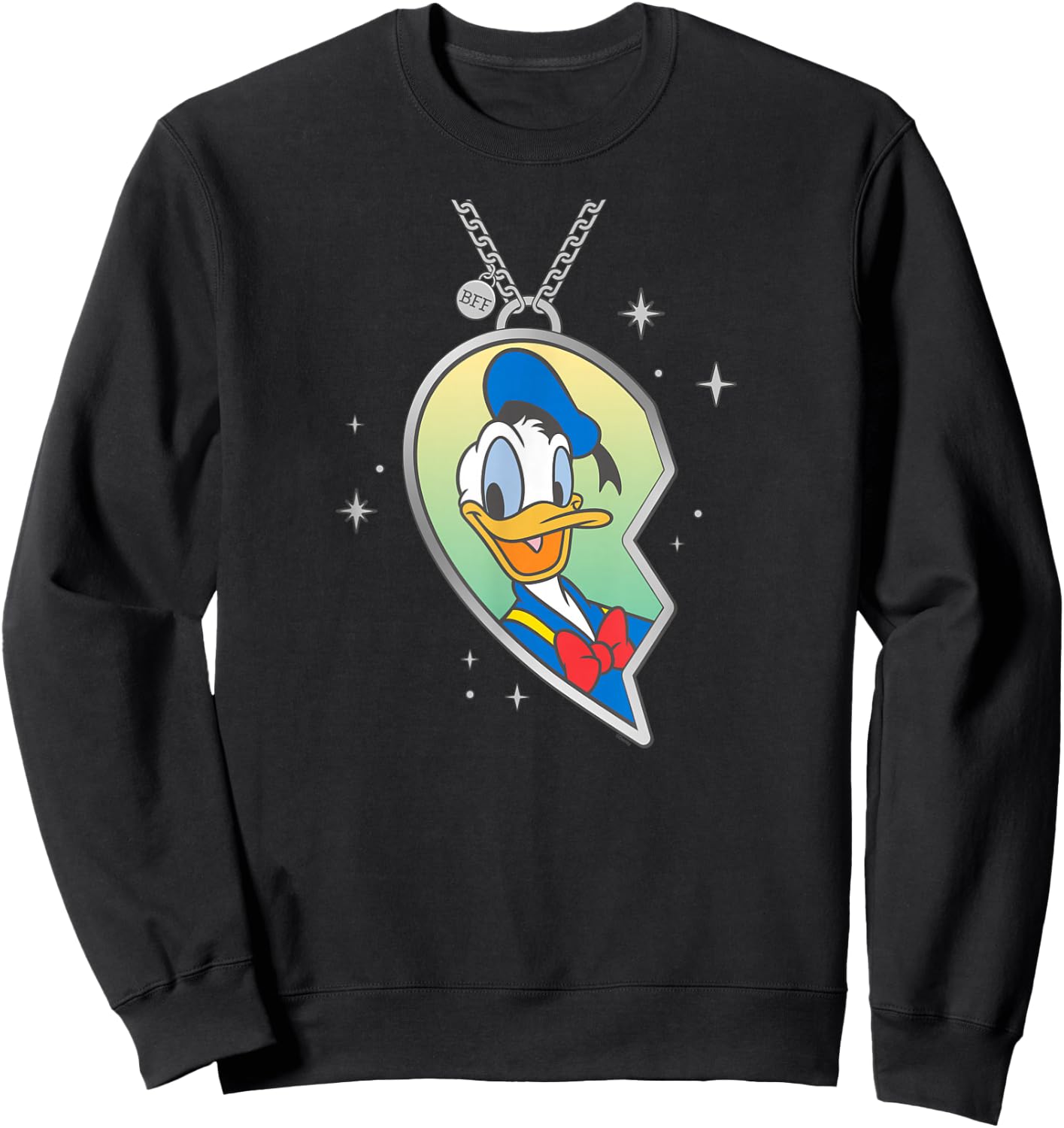 Disney BFF Best Friends Matching Heart Necklace Donald Duck Sweatshirt - Sweatshirt | Black