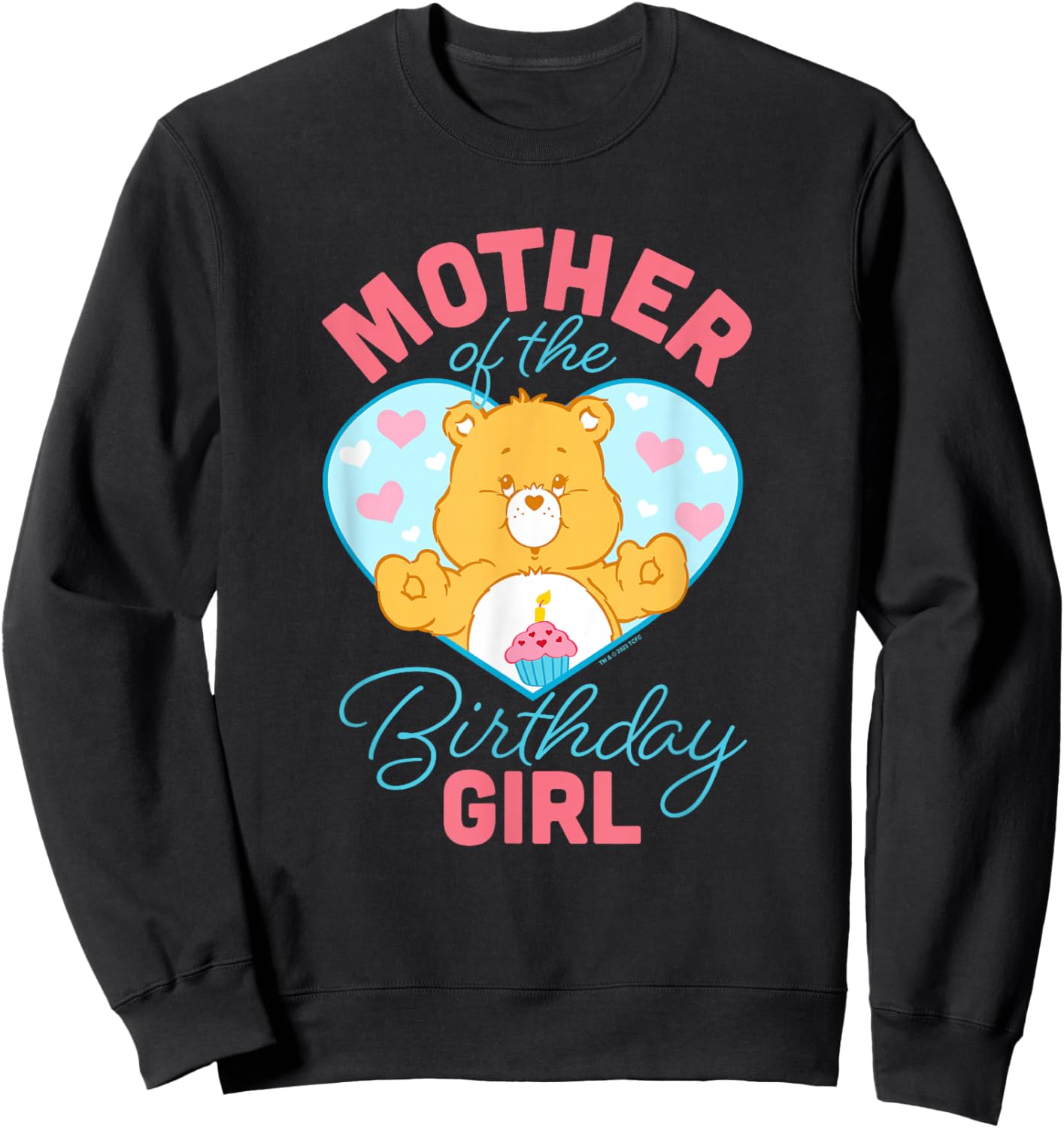 Care Bears Mother Of The Birthday Girl Vintage Heart Logo Sweatshirt - Sweatshirt | Black