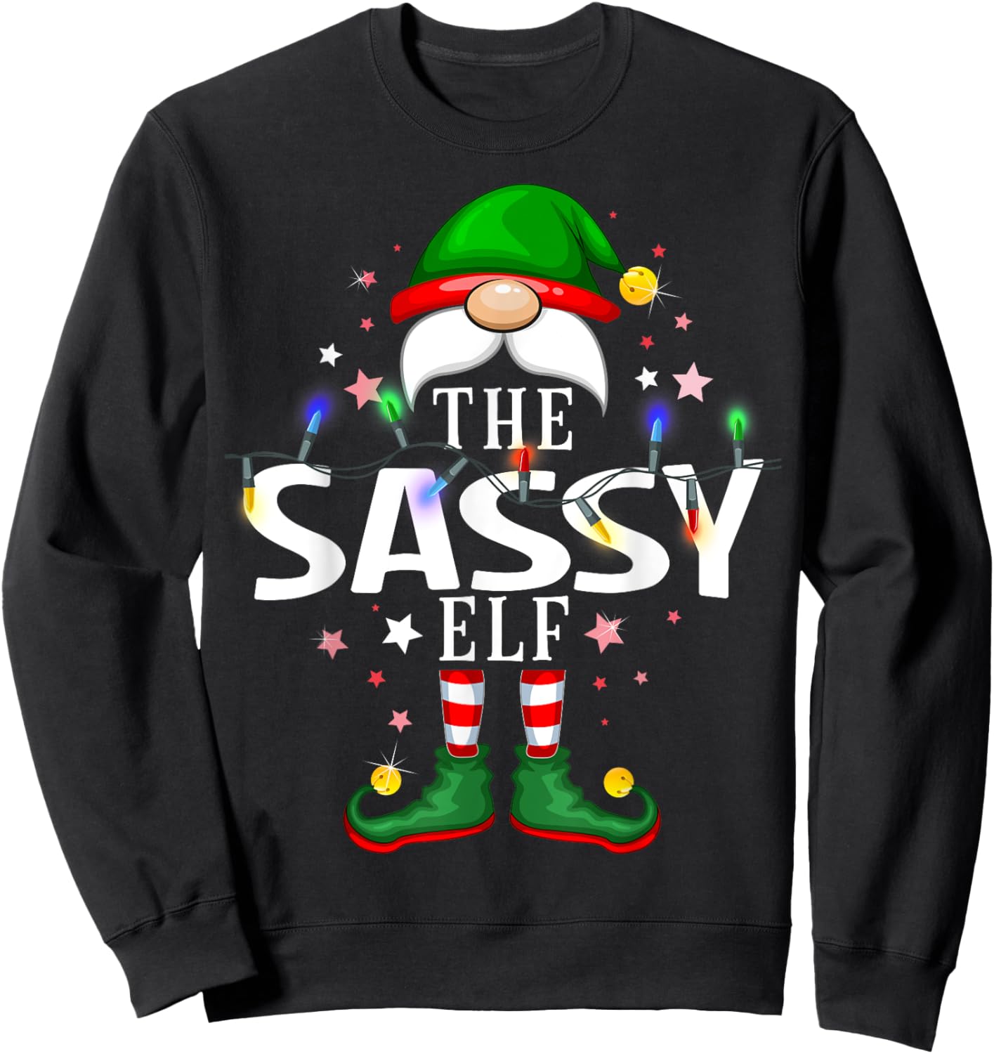 The Sassy Elf Christmas Family Pajama Party Sweatshirt - Sweatshirt | Black
