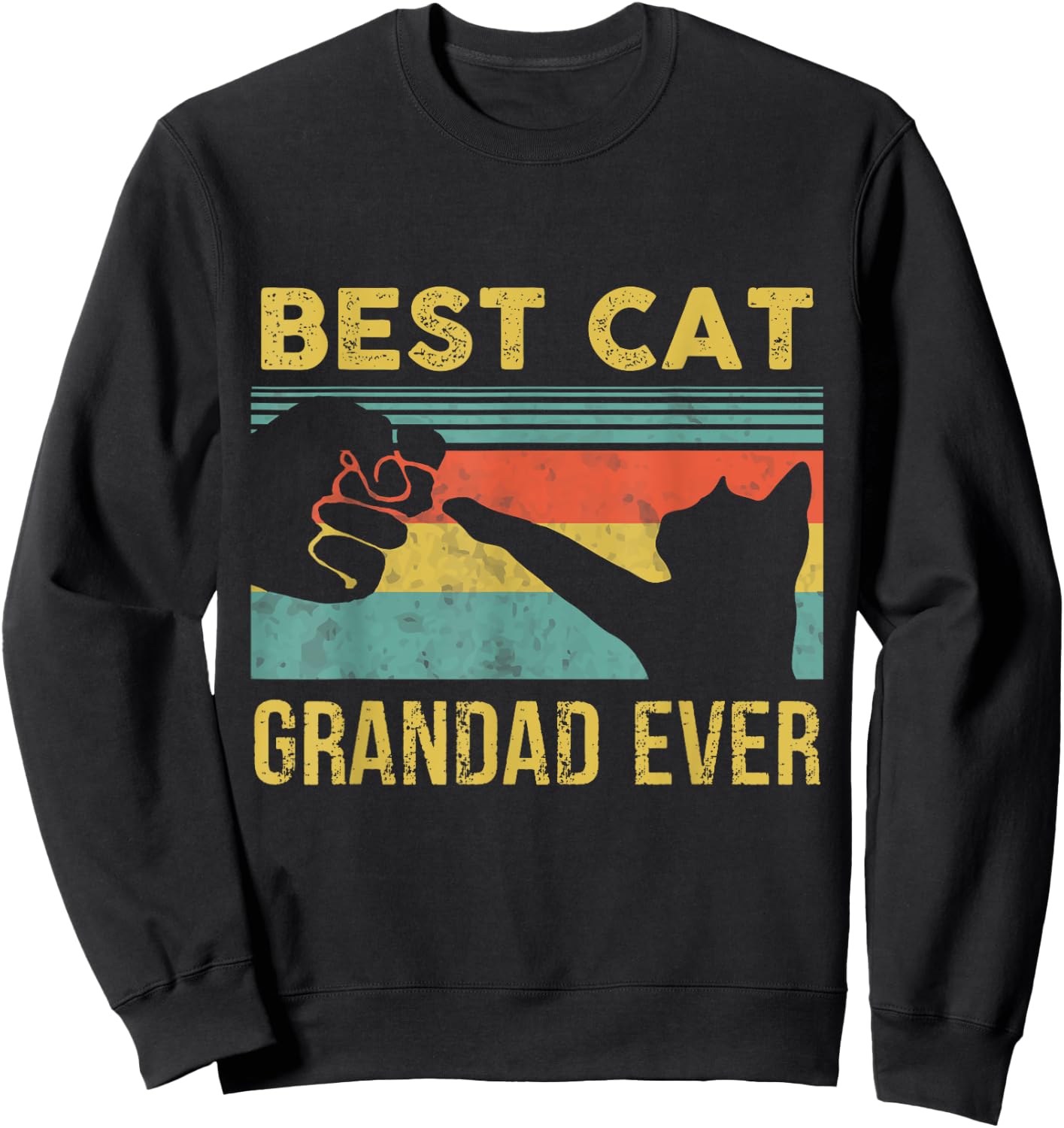 Best Cat Grandad Ever Vintage Cats Happy Father's Day Sweatshirt - Sweatshirt | Black