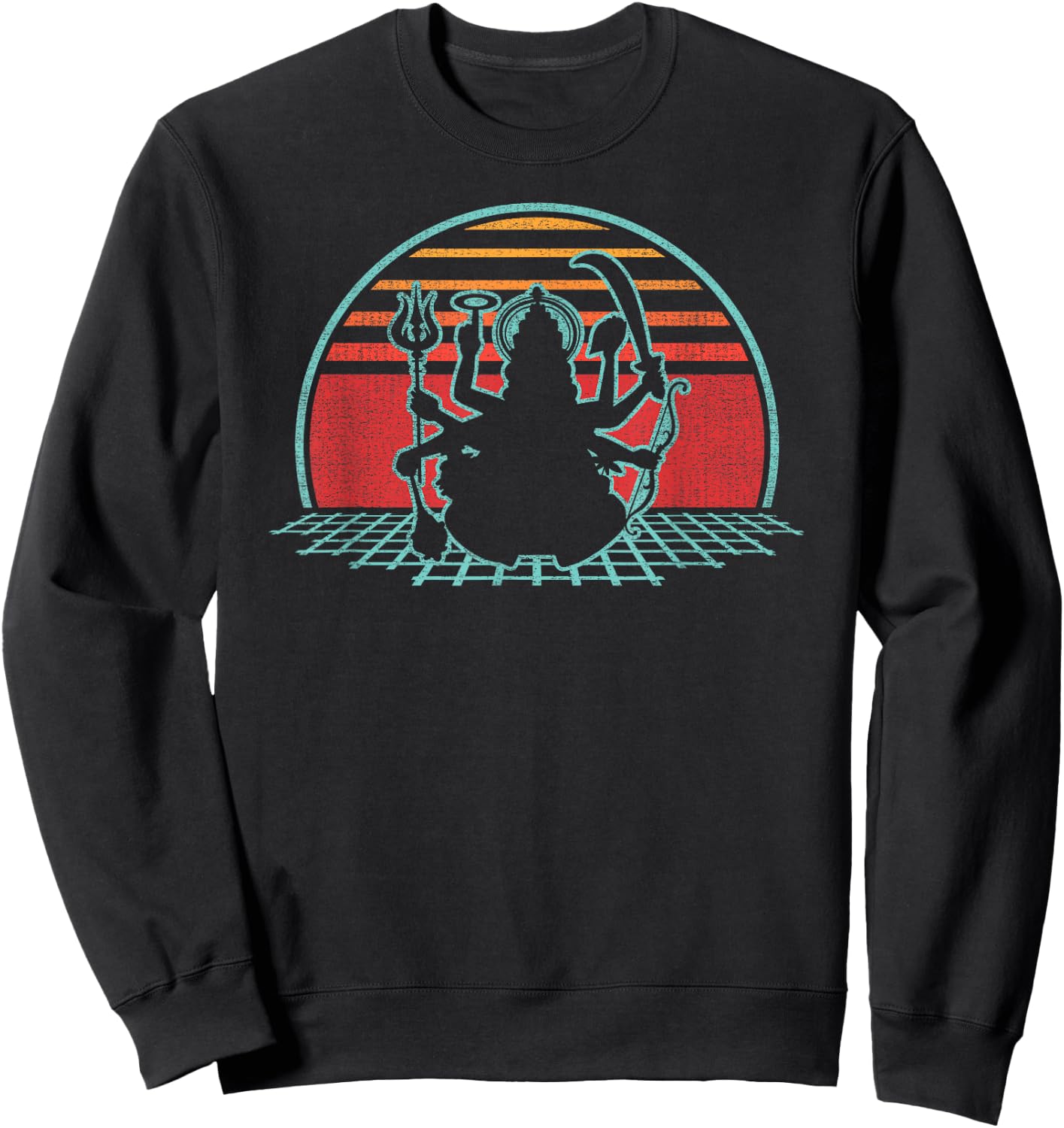 Kali Hindu Goddess Retro Vintage 80s Style Gift Sweatshirt - Sweatshirt | Black