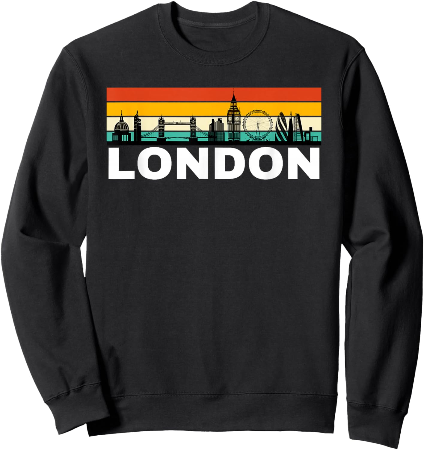 London City England United Kingdom UK Souvenir Travel Retro Sweatshirt - Sweatshirt | Black