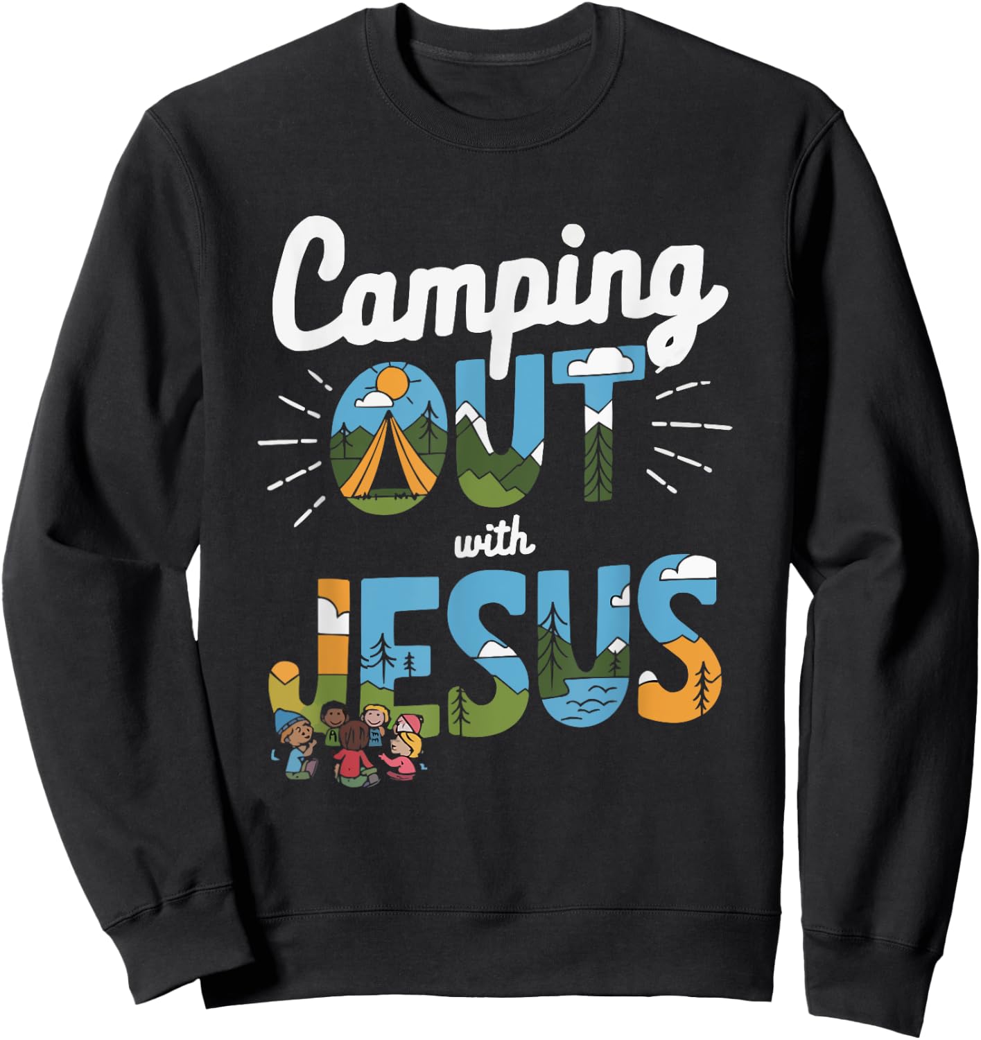 Camping Jesus Christ Religion Christian Camper Christianity Sweatshirt - Sweatshirt | Black