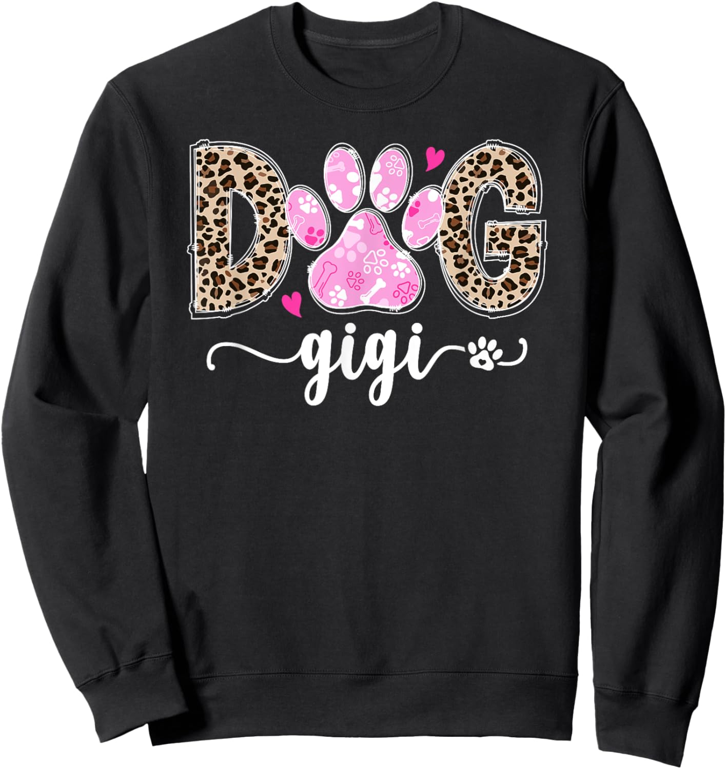 Dog Gigi Dog Lover Gigi Grandma Leopard Sweatshirt - Sweatshirt | Black