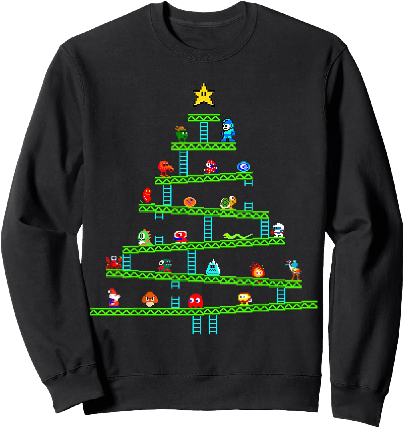 8 Bit Retro Gaming Christmas Tree Sweatshirt - Sweatshirt | Black
