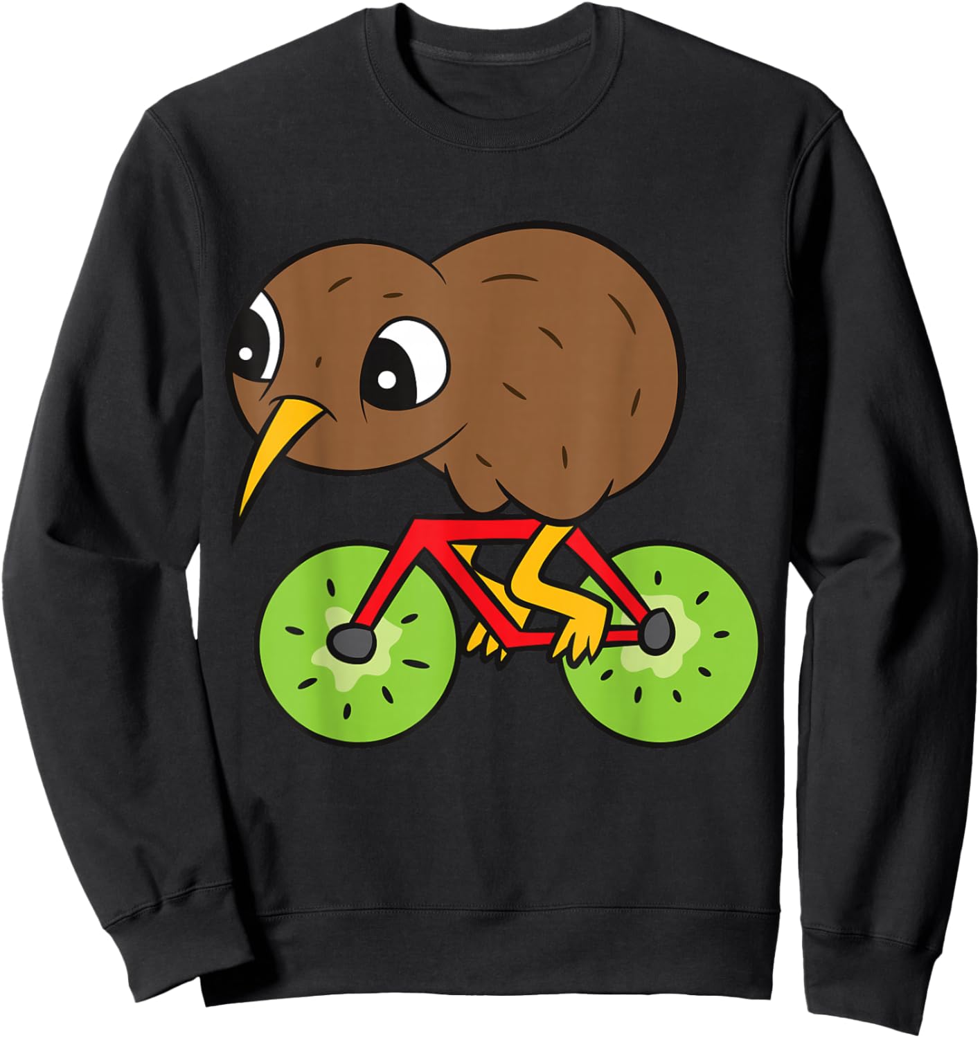 Kiwi Bird On Kiwi Bicycle Kawaii Kiwi Sweatshirt - Sweatshirt | Black