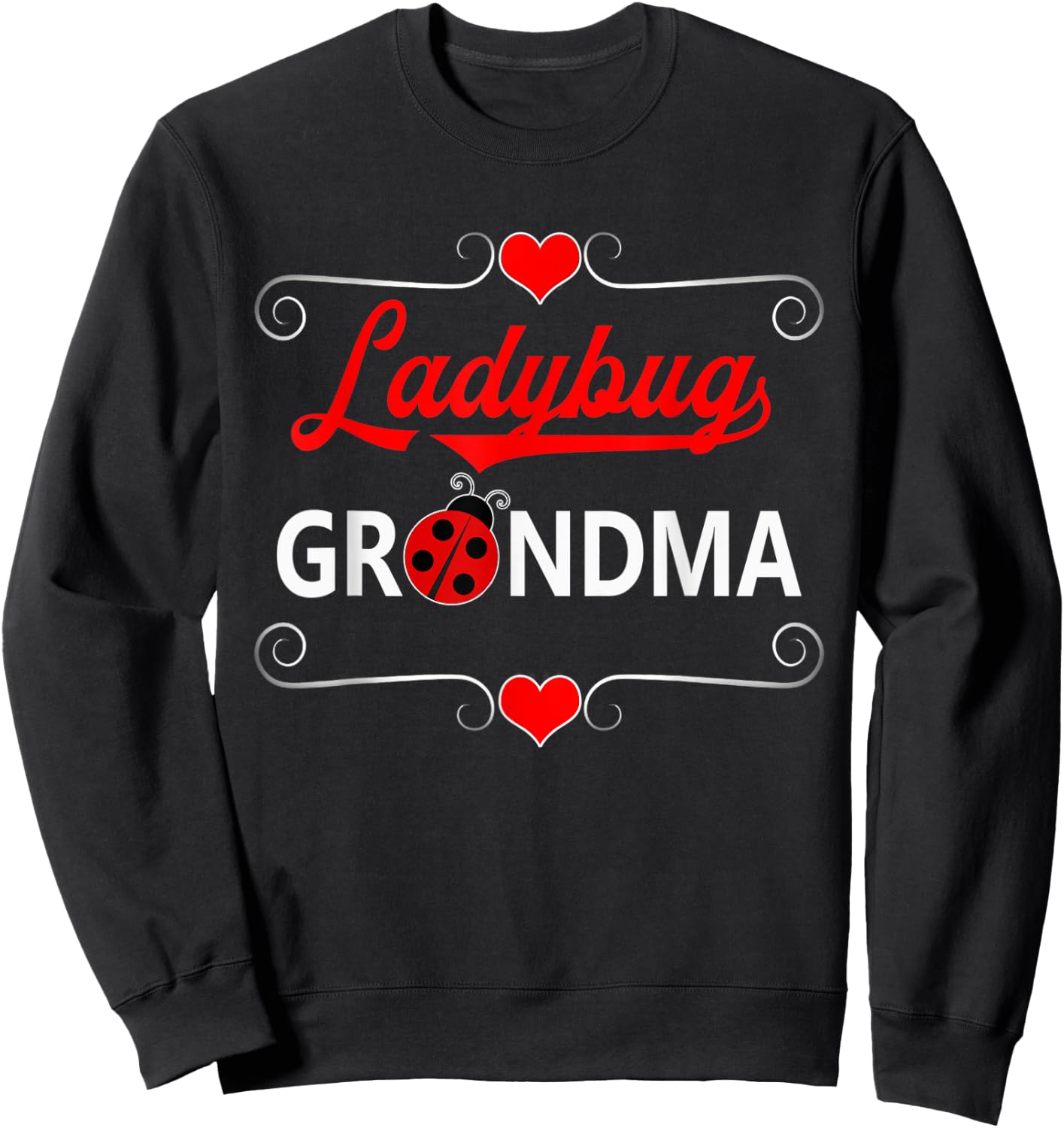 Ladybug Grandma Cute Ladybird With Hearts Sweatshirt - Sweatshirt | Black