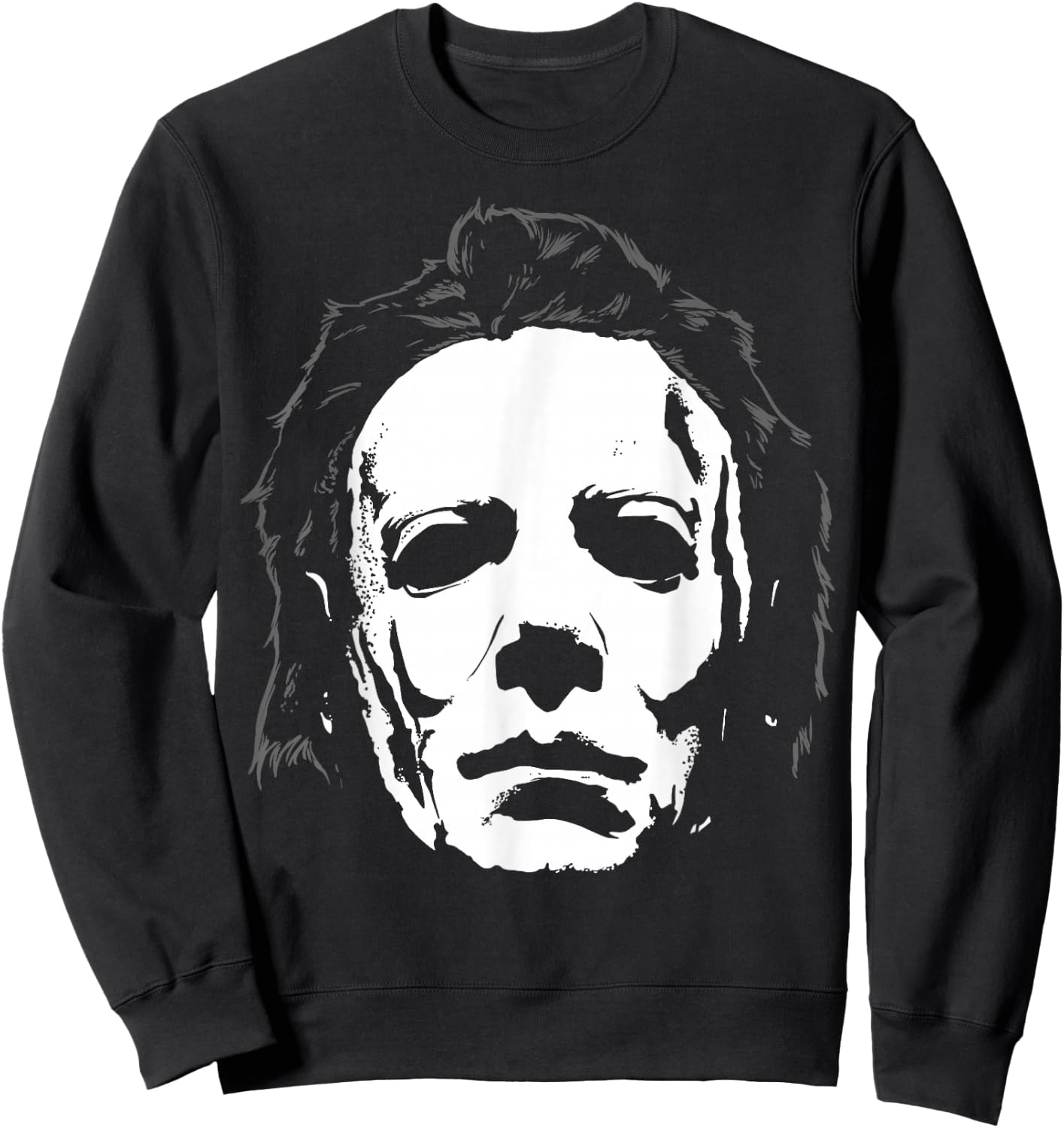 Halloween Michael Myers Mask Big Face Sweatshirt - Sweatshirt | Black