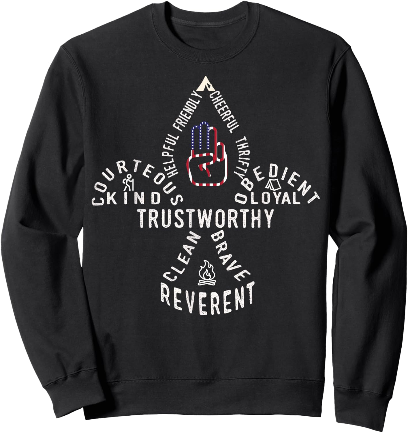 USA Scouting | American Flag Scouting Law Sweatshirt - Sweatshirt | Black