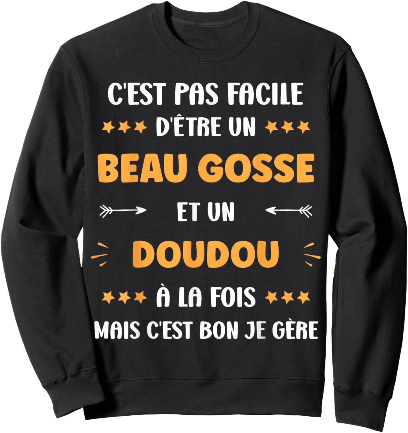 First Name Super Doudou Humour Beau gosse Doudou , Black, S Sweatshirt - Sweatshirt | Black