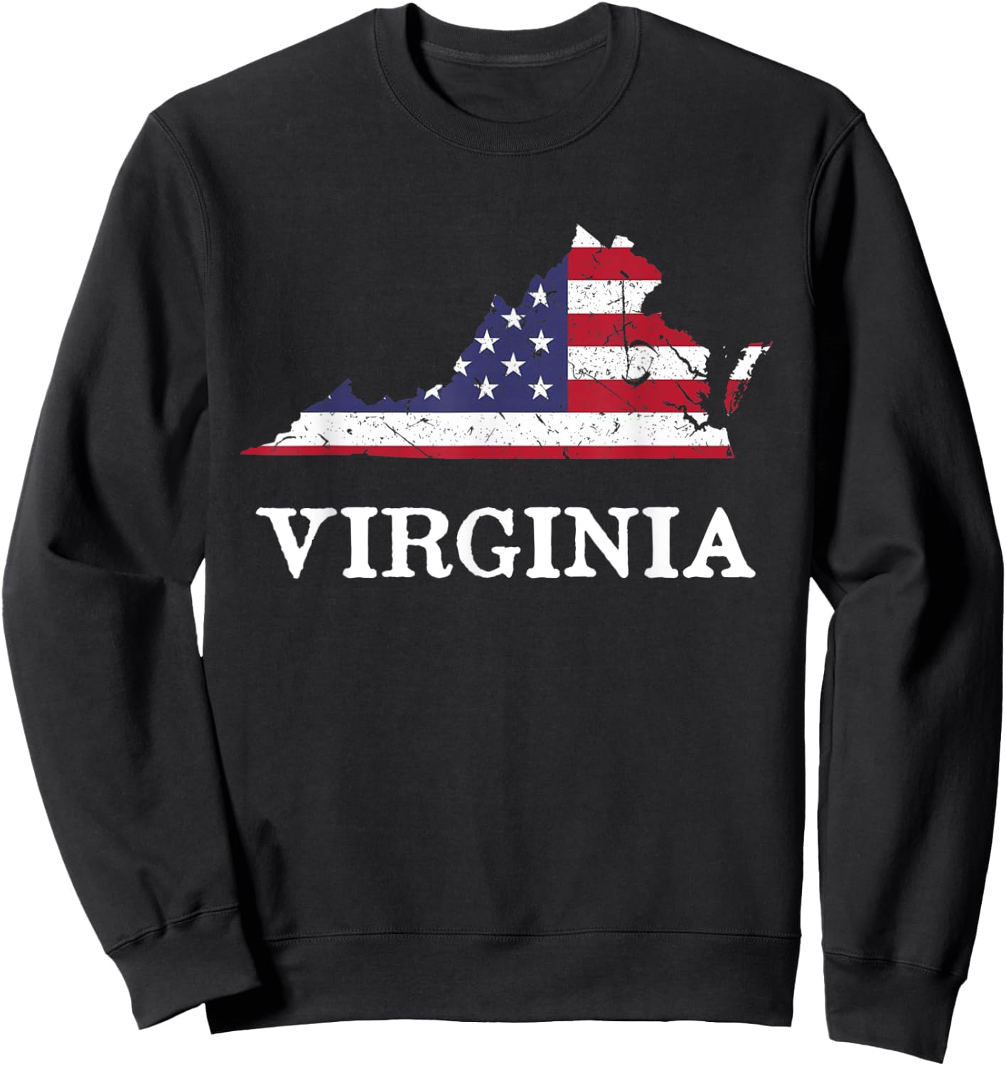 Virginia Map State American Flag 4th Of July Pride Kids Men Sweatshirt - Sweatshirt | Black