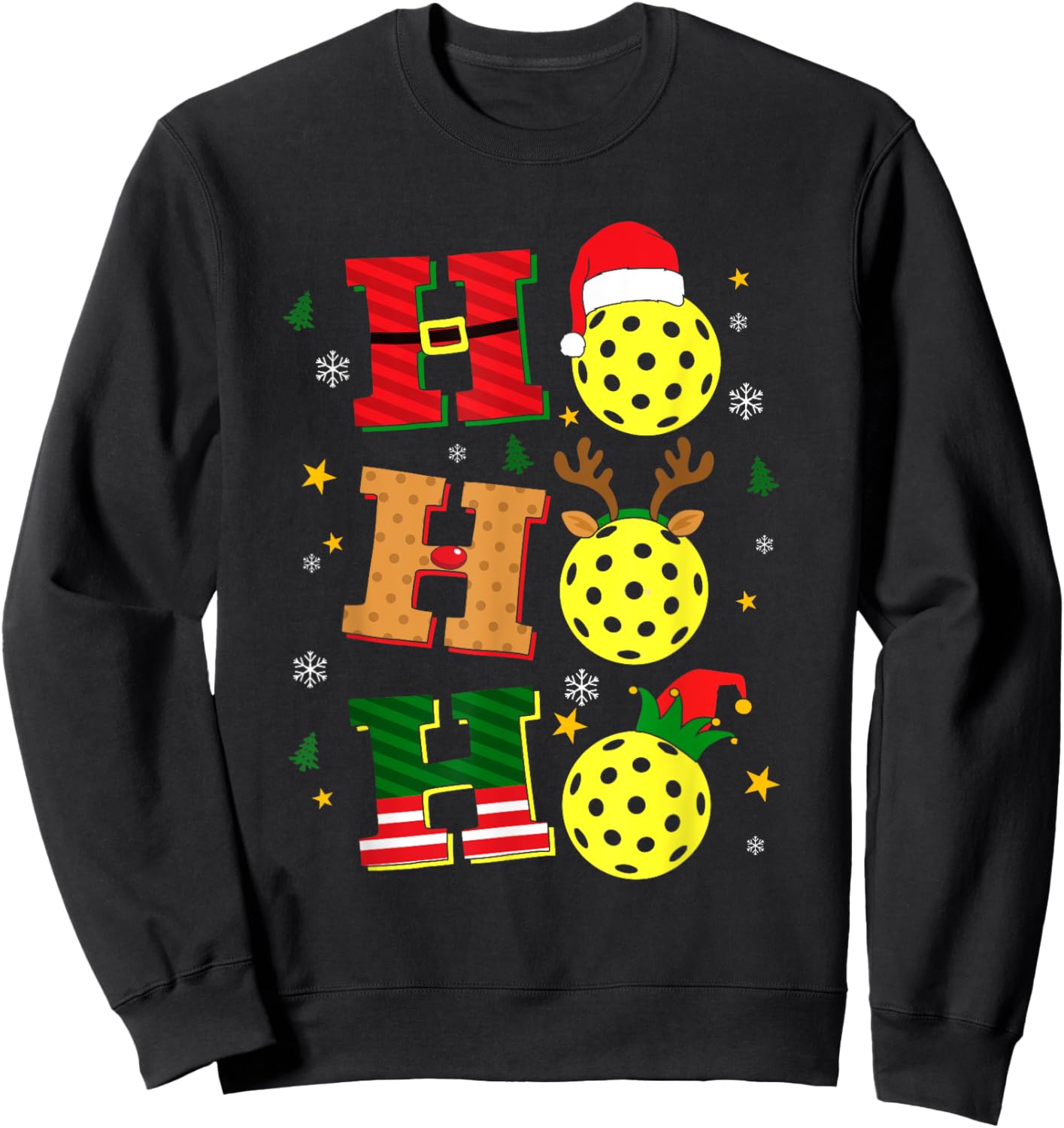 Christmas Pickleball Ho Ho Ho Paddle Sports Players Holiday Sweatshirt - Sweatshirt | Black