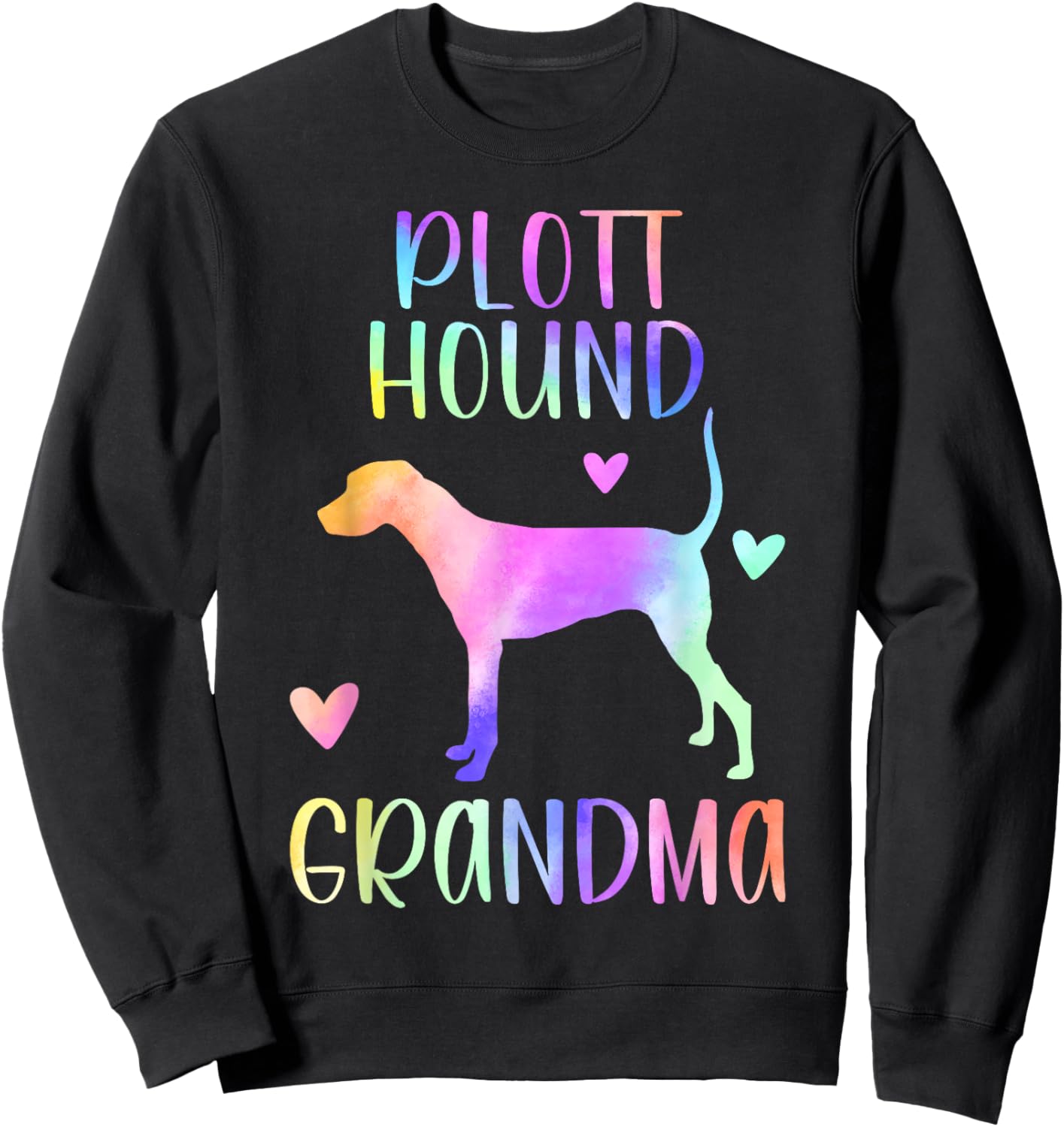 Plott Hound Grandma Plott Hound Nana Rainbow Watercolor Sweatshirt - Sweatshirt | Black