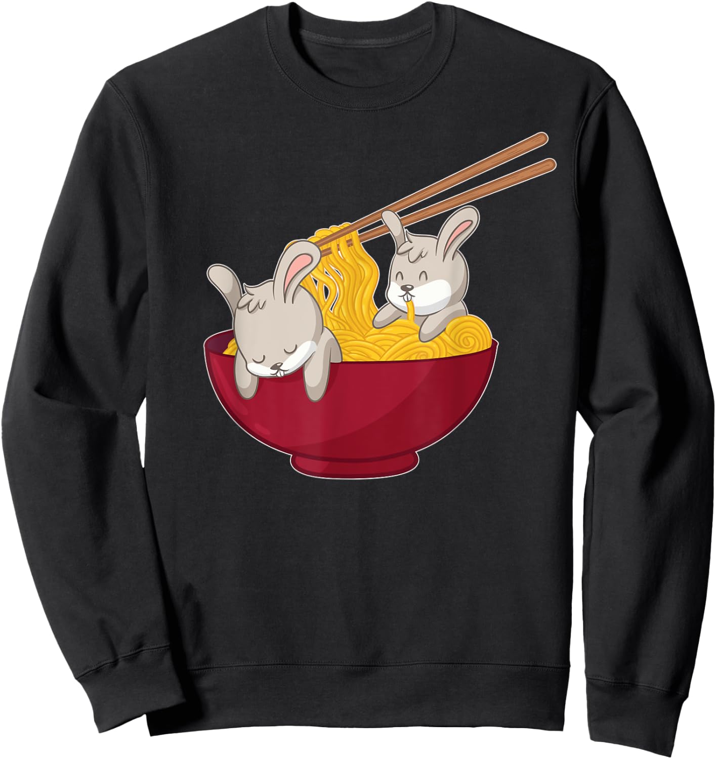Kawaii Anime Japanese Ramen Noodles Bunny Rabbit Gift Sweatshirt - Sweatshirt | Black
