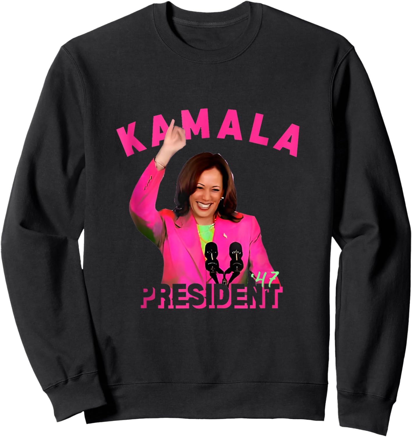 Kamala Harris Aka for President 47 Pink Comma La 2024 Women Sweatshirt - Sweatshirt | Black
