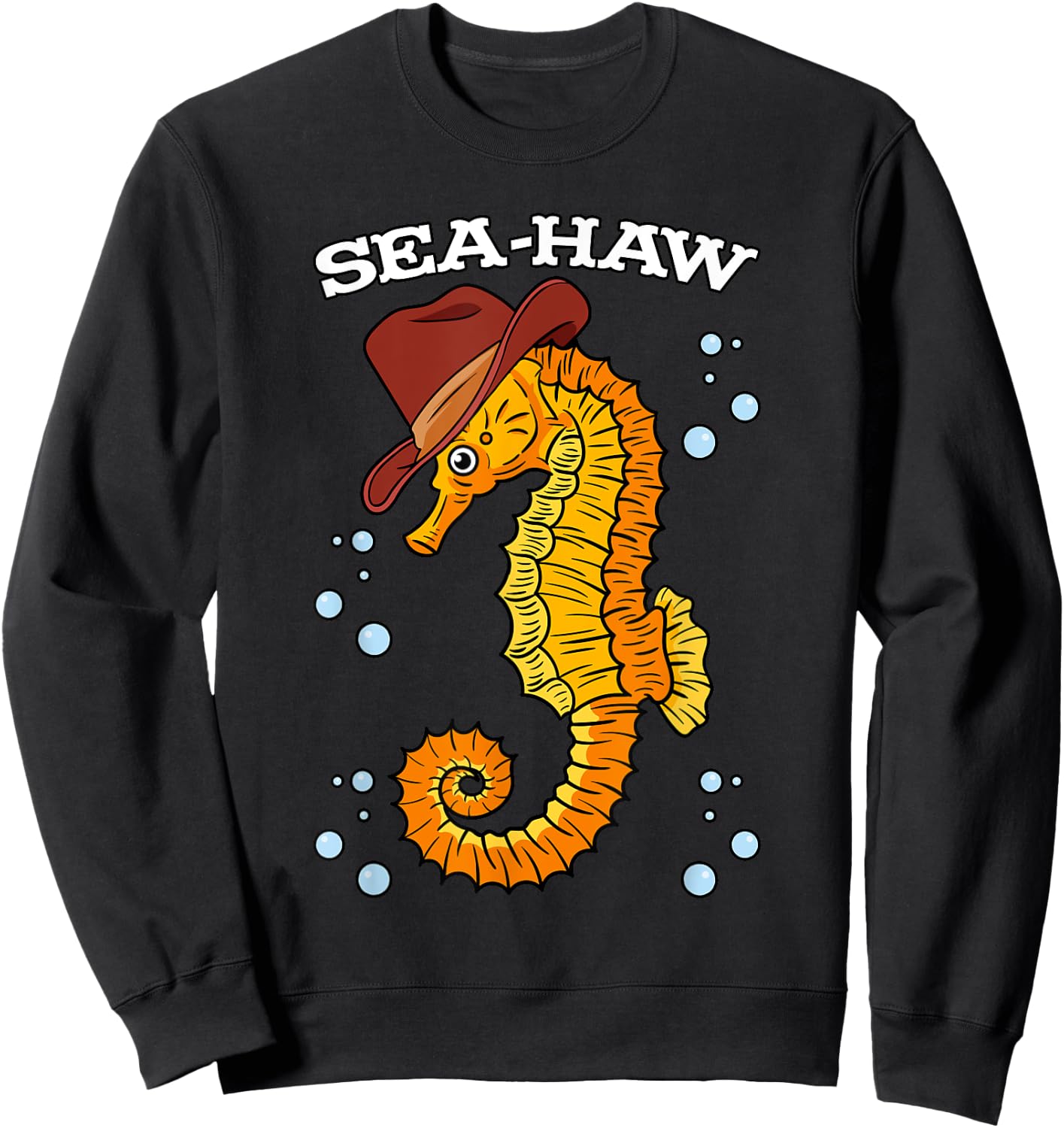 Seahorse Cowboy Hat Aquatic Sea Animal Fish Hippocampus Sweatshirt - Sweatshirt | Black